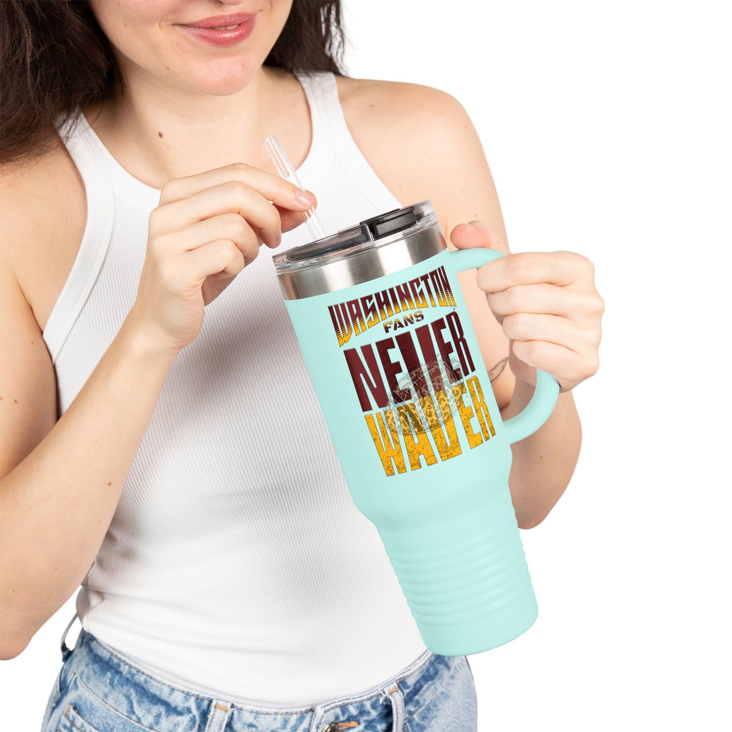 Washington Fans Never Waver W-Leopard Football Insulated Travel Mug, 40oz