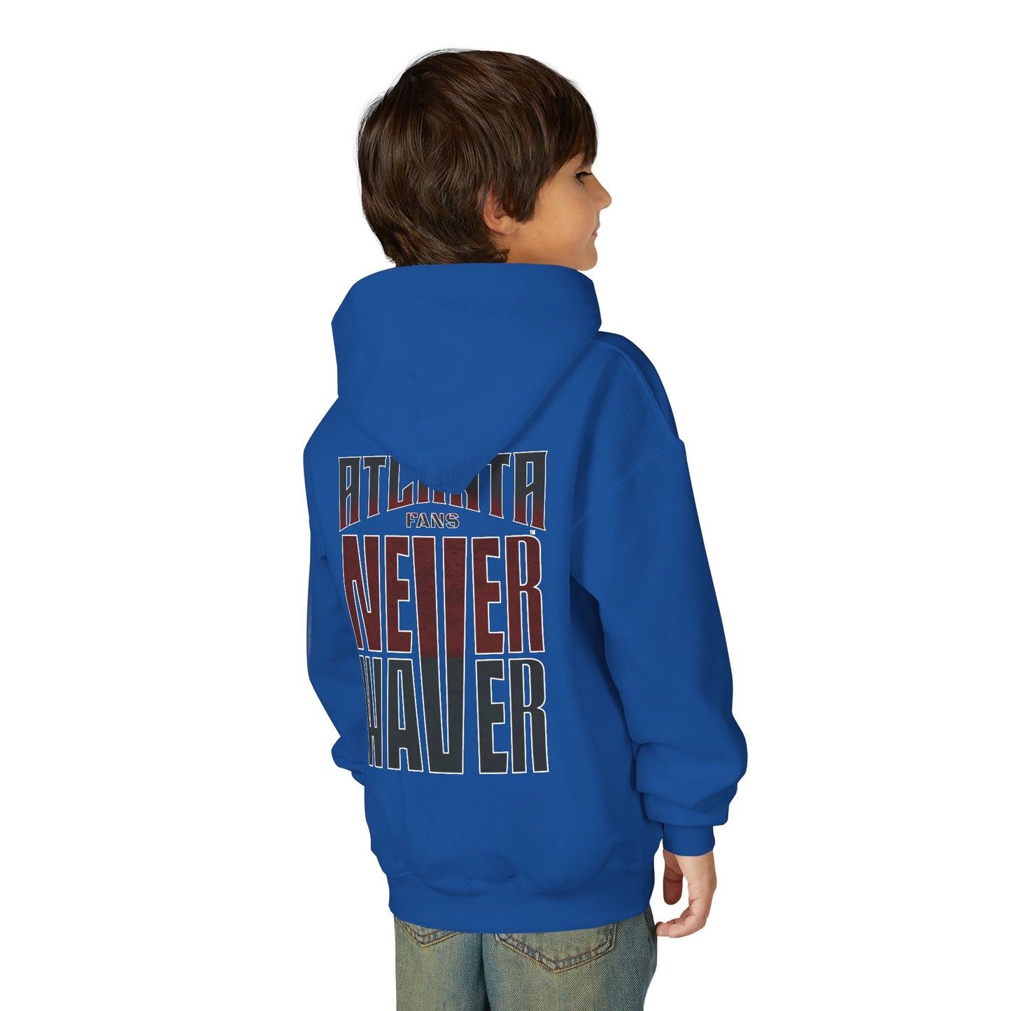 Atlanta Fans Never Waver Youth Heavy Blend Hooded Sweatshirt