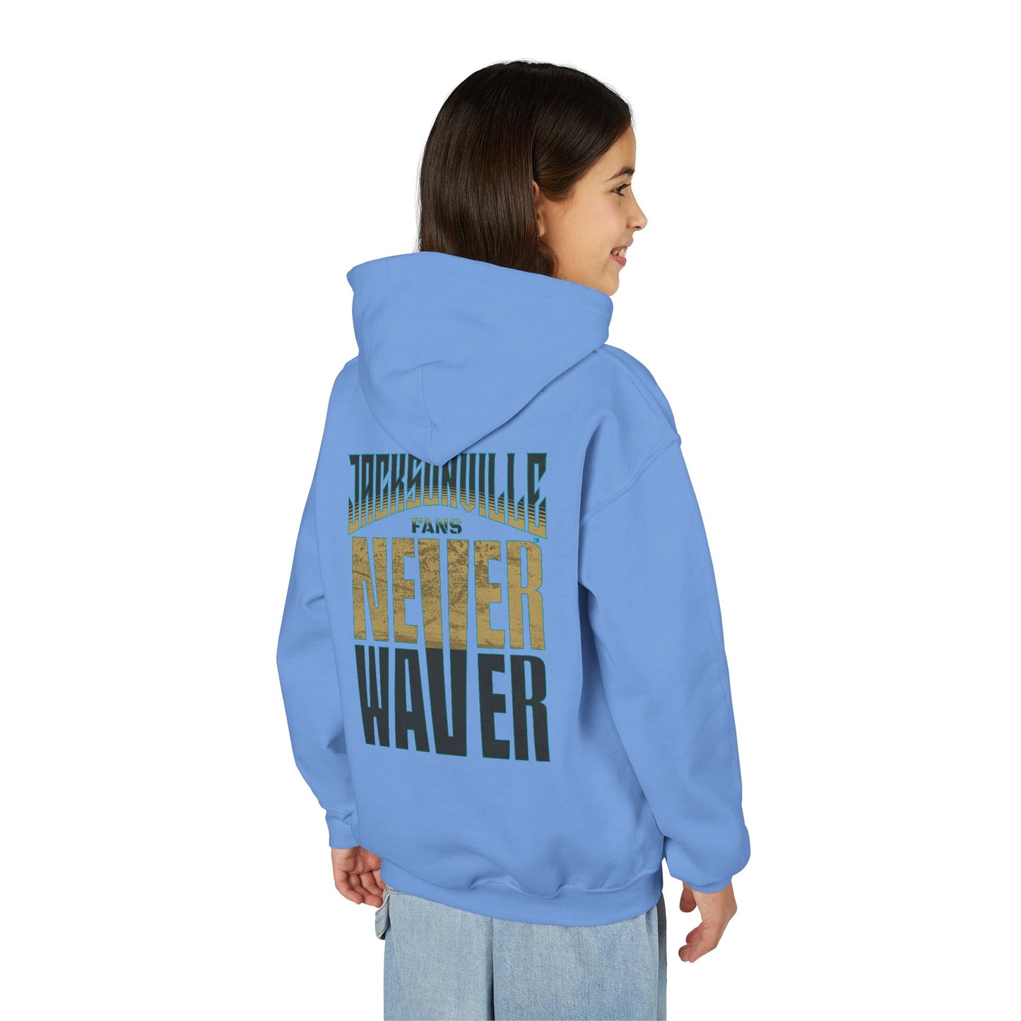 Jacksonville Fans Never Waver Youth Heavy Blend Hooded Sweatshirt