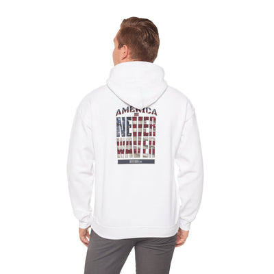 'America Never Waver' Patriotic Unisex Heavy Blend™ Hooded Sweatshirt