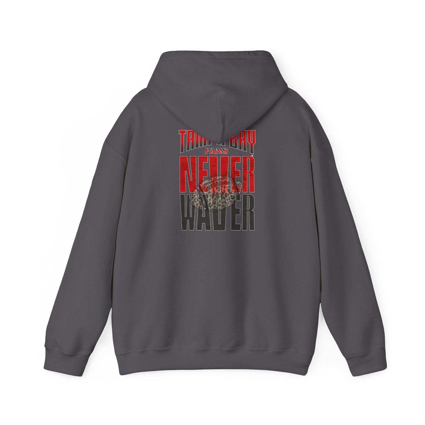 Tampa Bay Fans  Never Waver  w Leopard Football Unisex Heavy Blend™ Hoodie - Perfect for Sports Fans