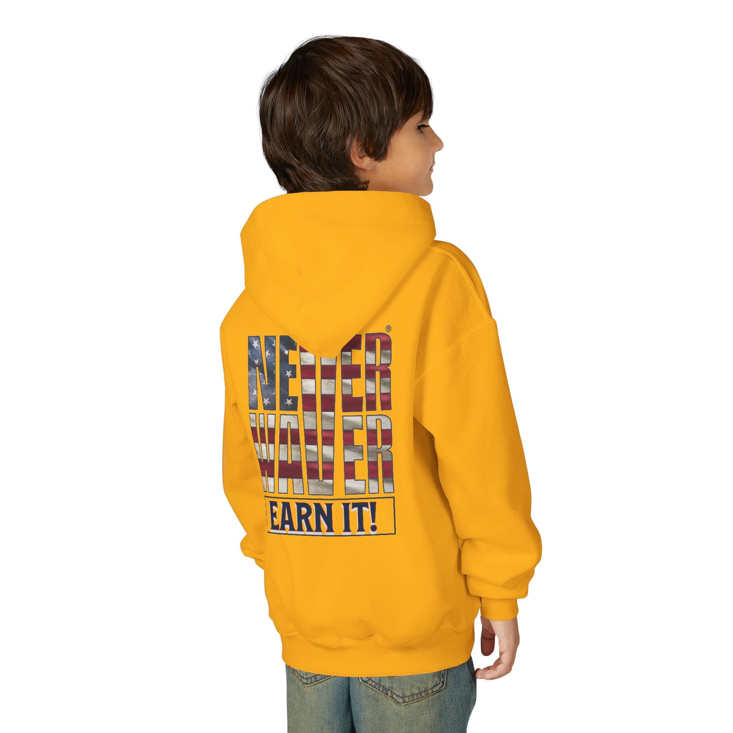 Never Waver® Earn It Youth Hoodie | Old-School Backbone