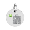 Circle Birthstone Charm — Engraved "You Never Waver" Inspirational Pendant