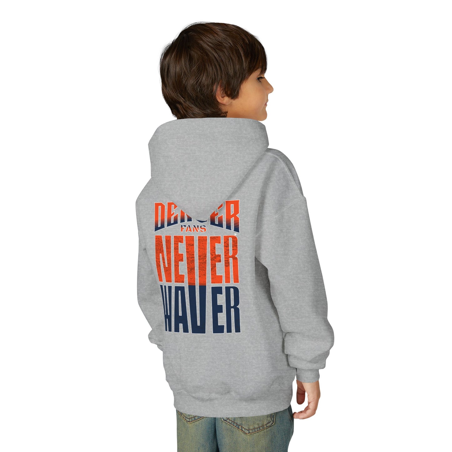 Denver Fans Never Waver Youth Heavy Blend Hoodie Sweatshirt