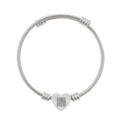 Engravable Heart Cuff Bracelet You Never Waver Love Charm Bangle (Silver or Gold)