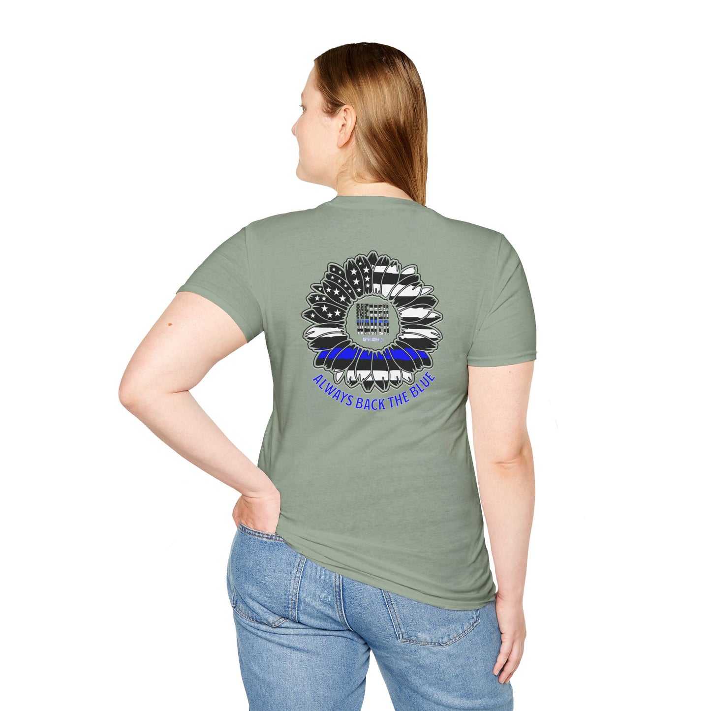 Never Waver Always Back The Blue Unisex Softstyle T-Shirt
