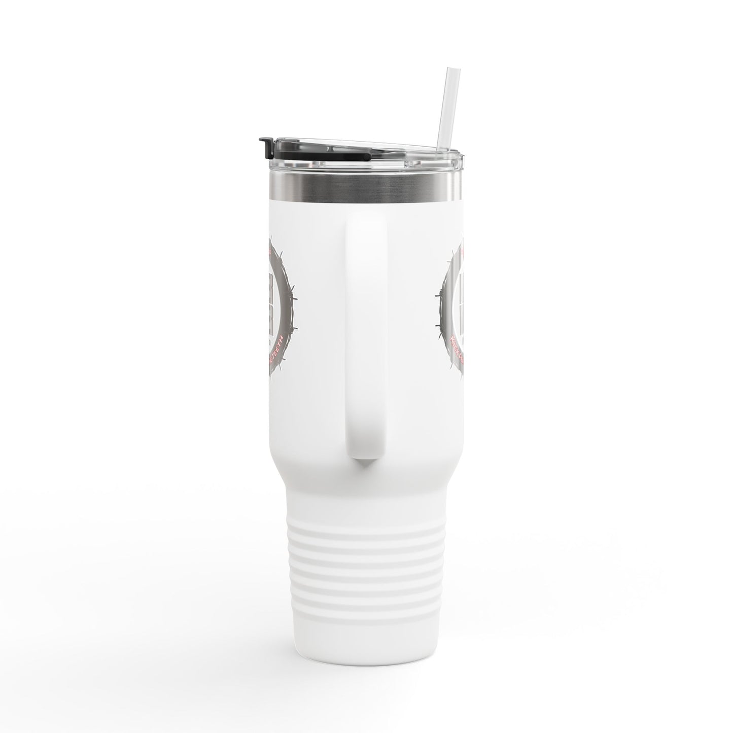 Never Waver 40oz Insulated Travel Mug — "Kick Fear in the Teeth"