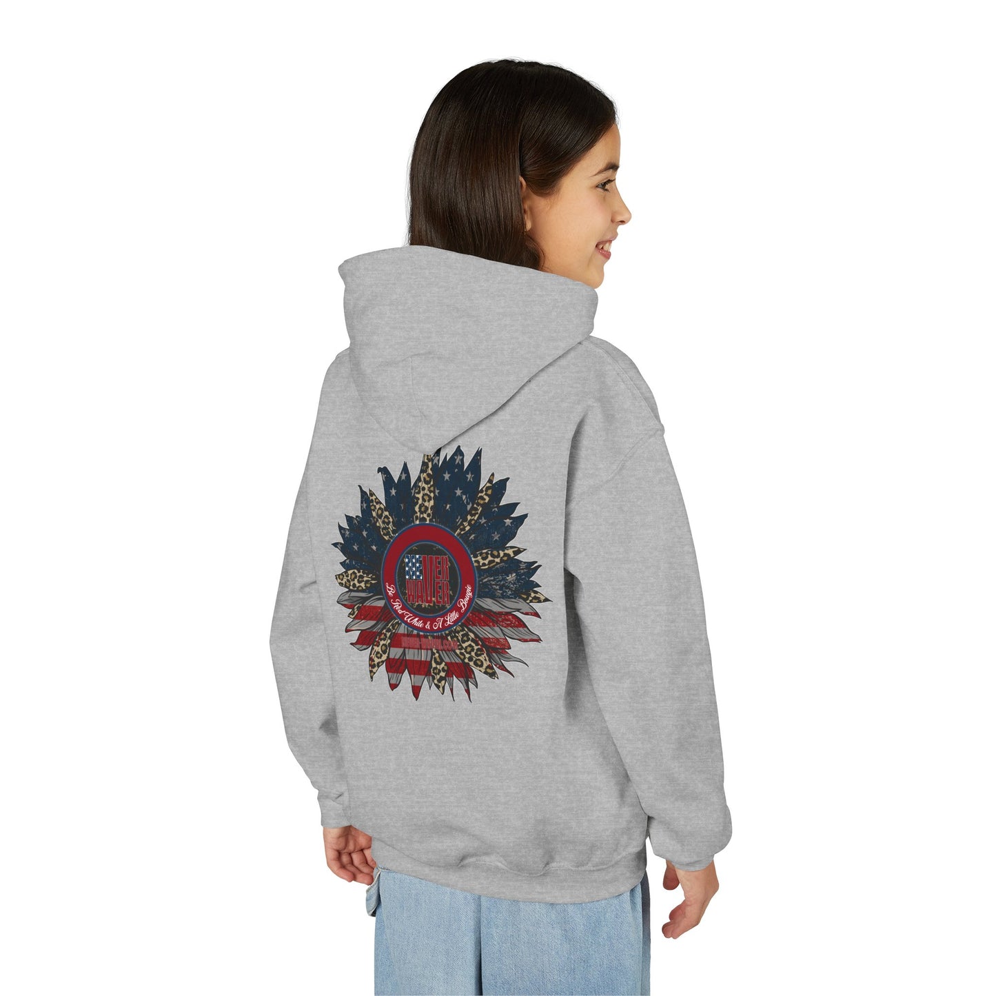 " Never Waver Be Red White and- A Little Bougie" Motivational Youth Heavy Blend Hoodie