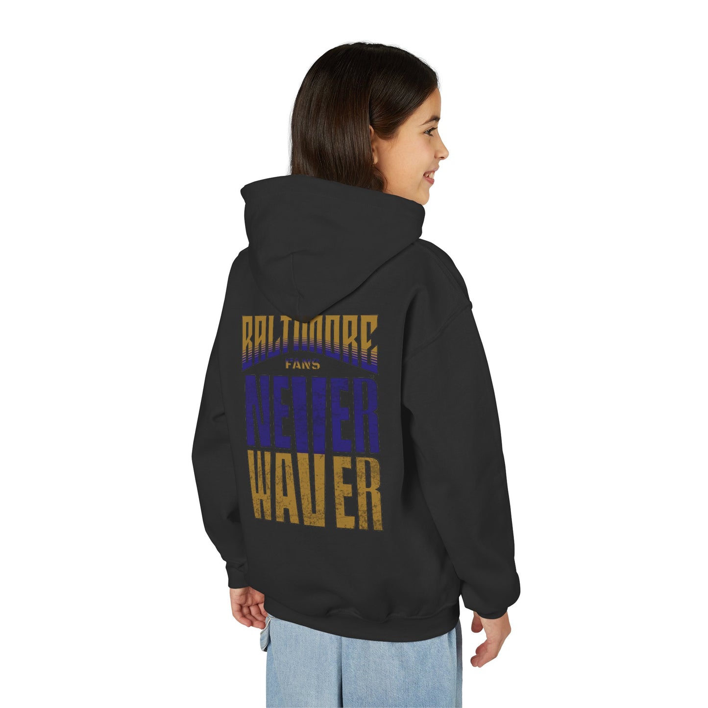 Baltimore Fans Never Waver Youth Heavy Blend Hooded Sweatshirt