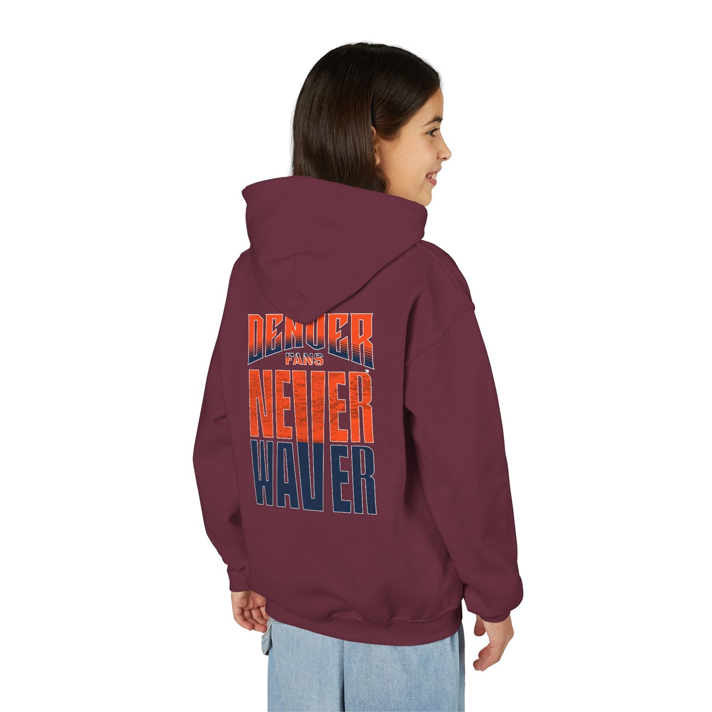 Denver Fans Never Waver Youth Heavy Blend Hoodie Sweatshirt