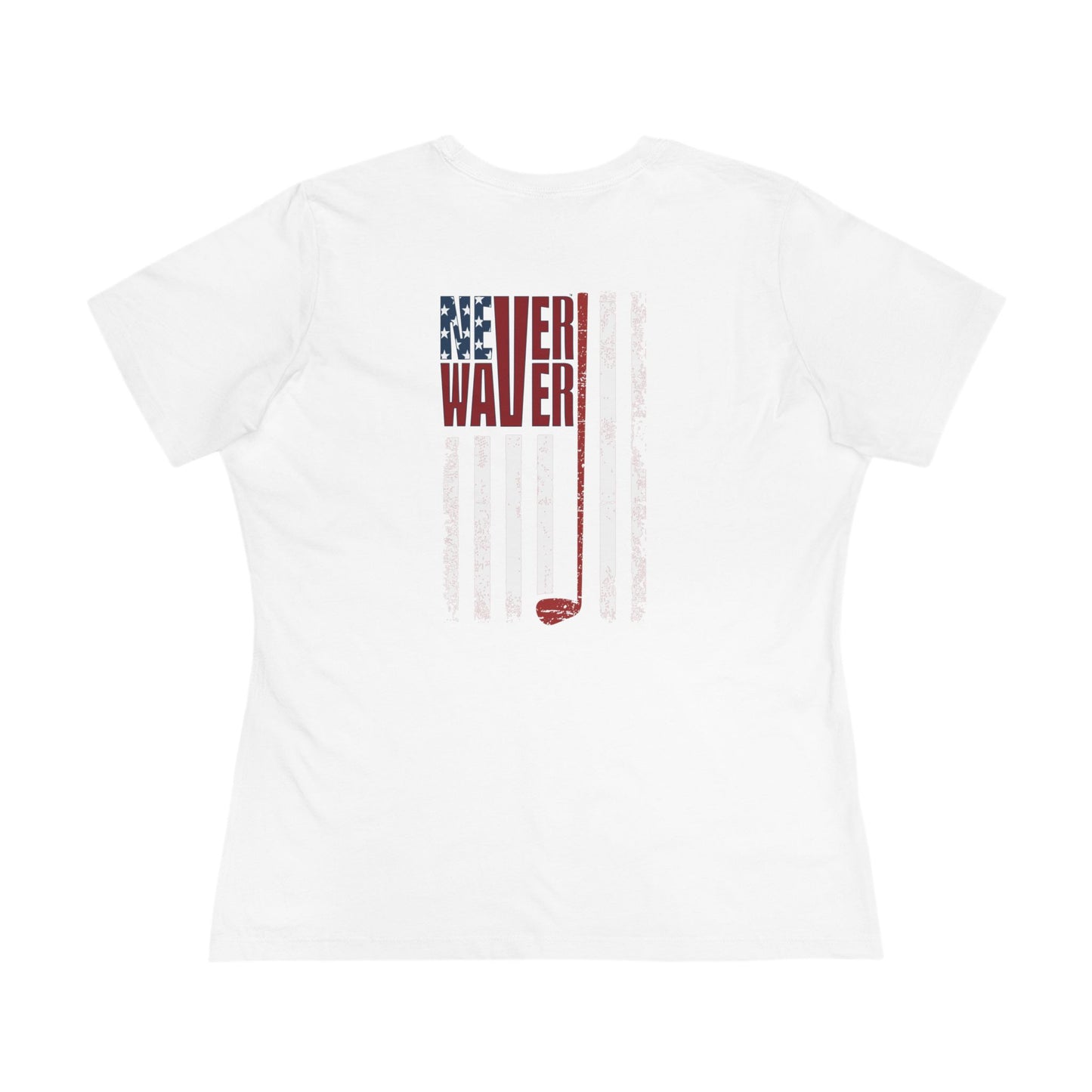 Never Waver American Flag with Golf Club Women's Cotton Tee