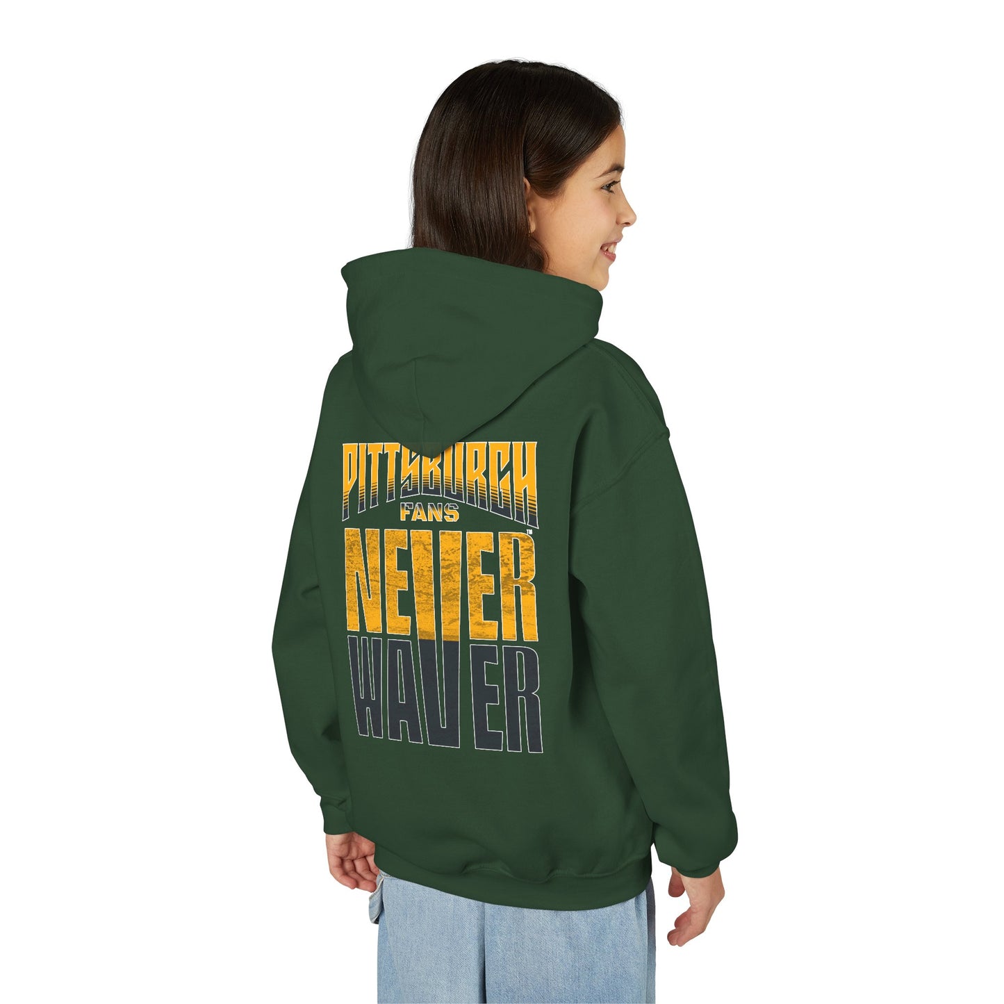 Pittsburgh Fans Never Waver Youth Heavy Blend Hooded Sweatshirt
