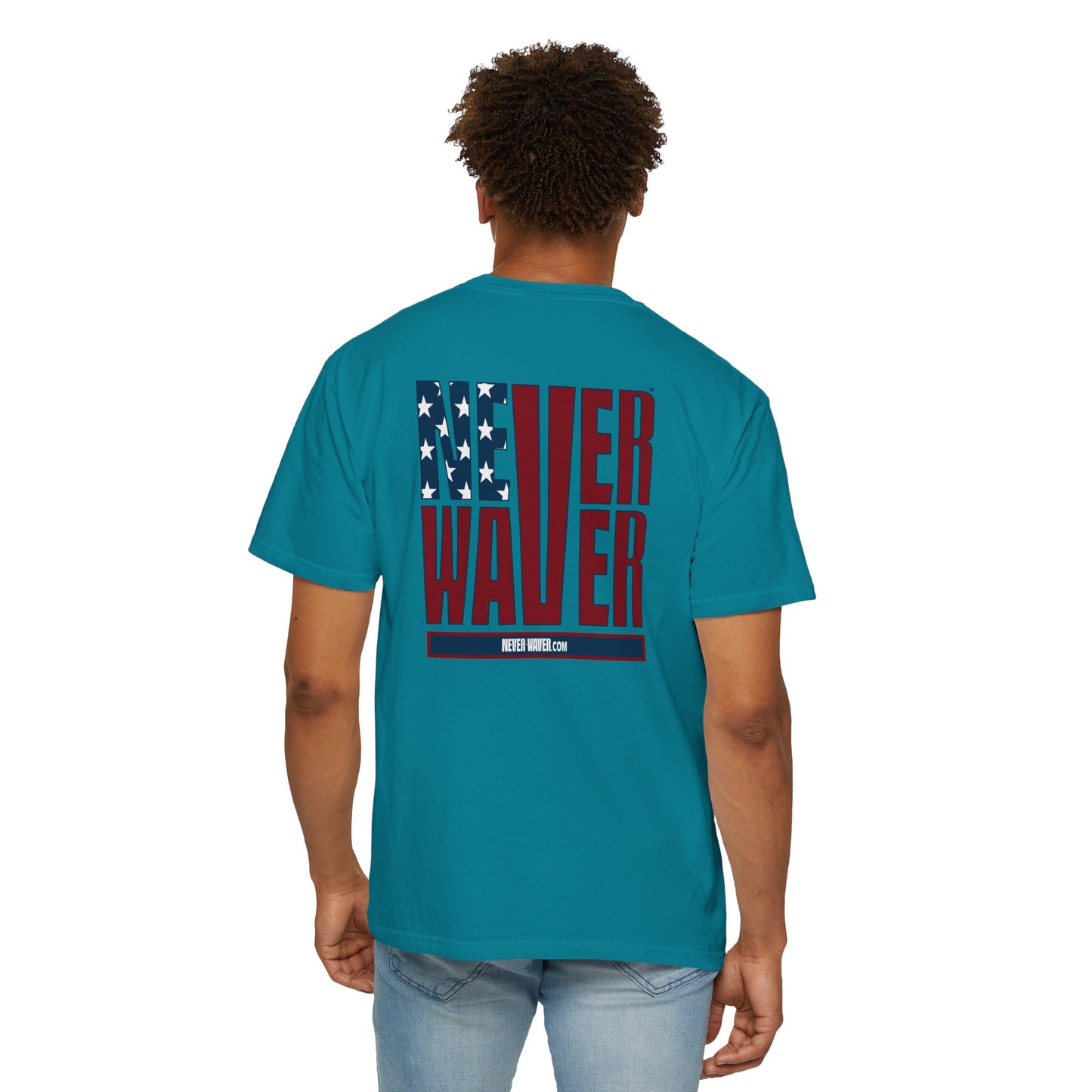 'Never Waver' Design Patriotic Unisex Garment-Dyed T-Shirt