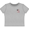 Women's Crop Tee — "Never Waver" Baseball Graphic Tee (Came Out Swinging)