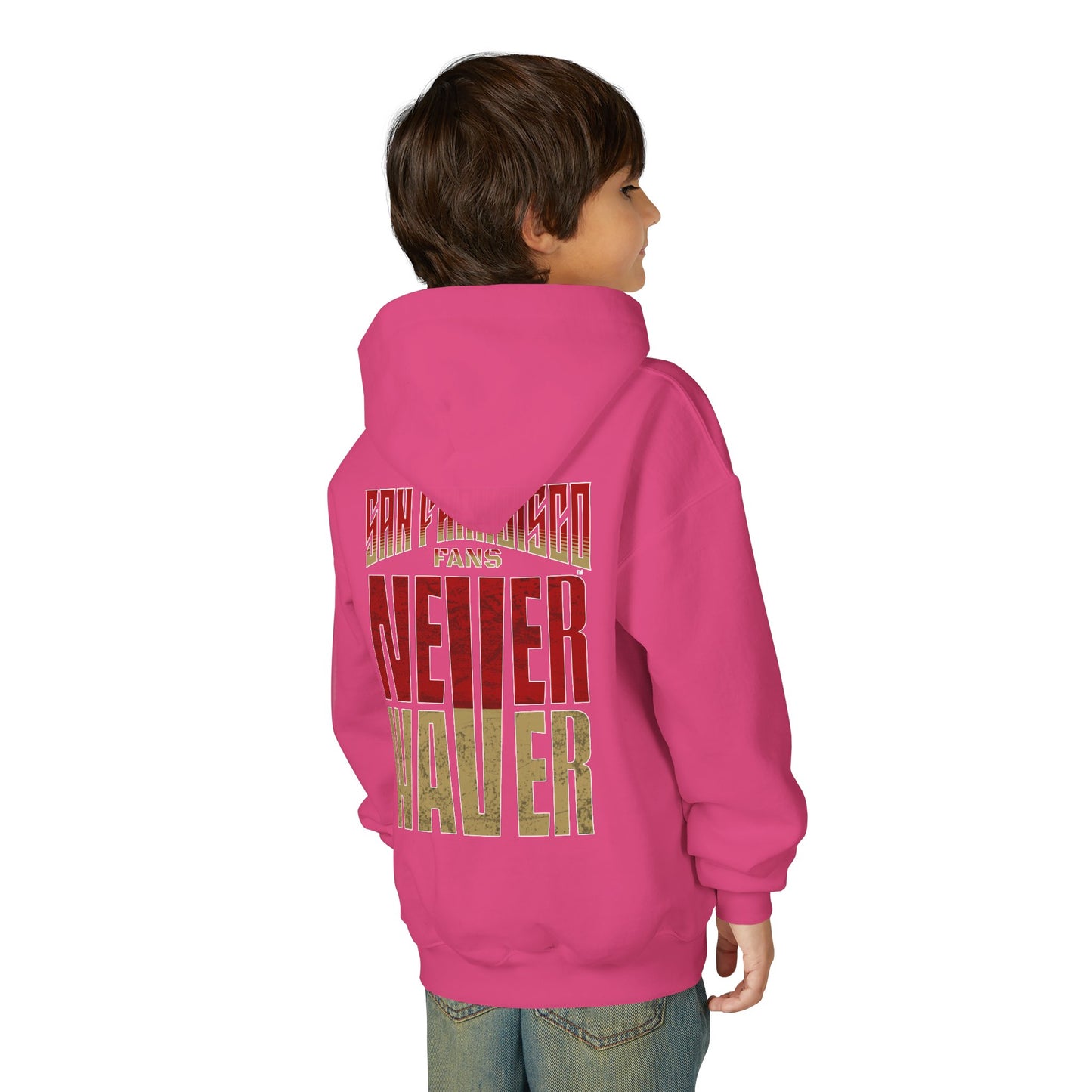 San Francisco Fans Never Waver Youth Heavy Blend Hooded Sweatshirt