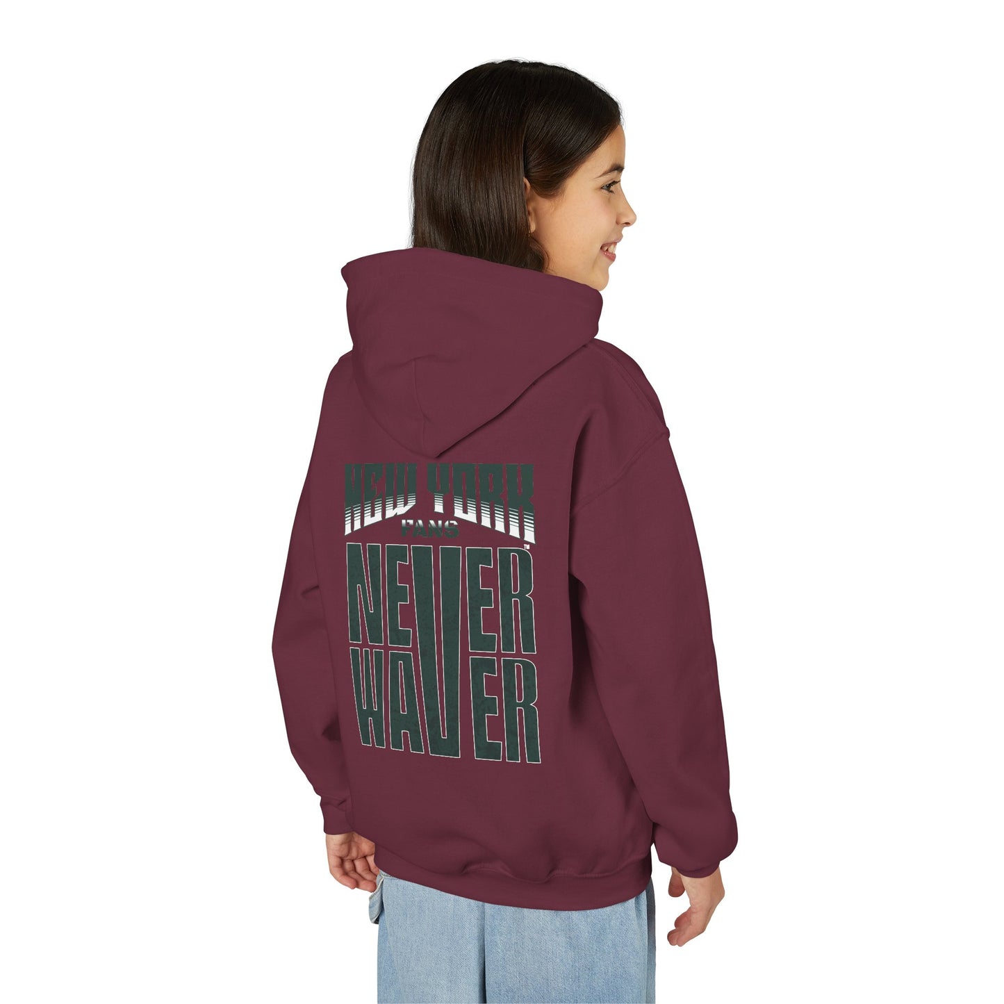 New York Fans Never Waver Youth Heavy Blend Hooded Sweatshirt