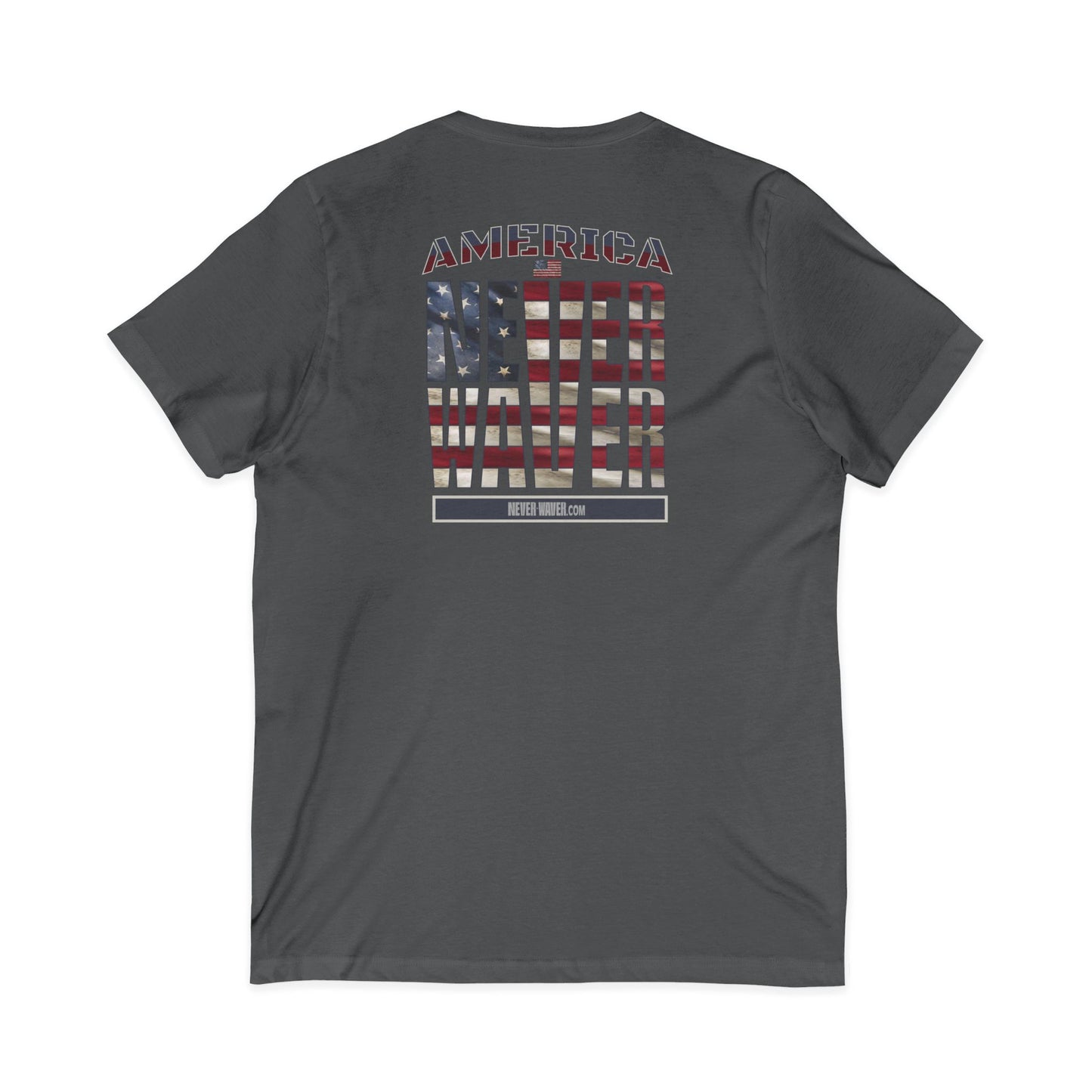 'America Never Wavers' Patriotic Shirt Unisex V-Neck Tee