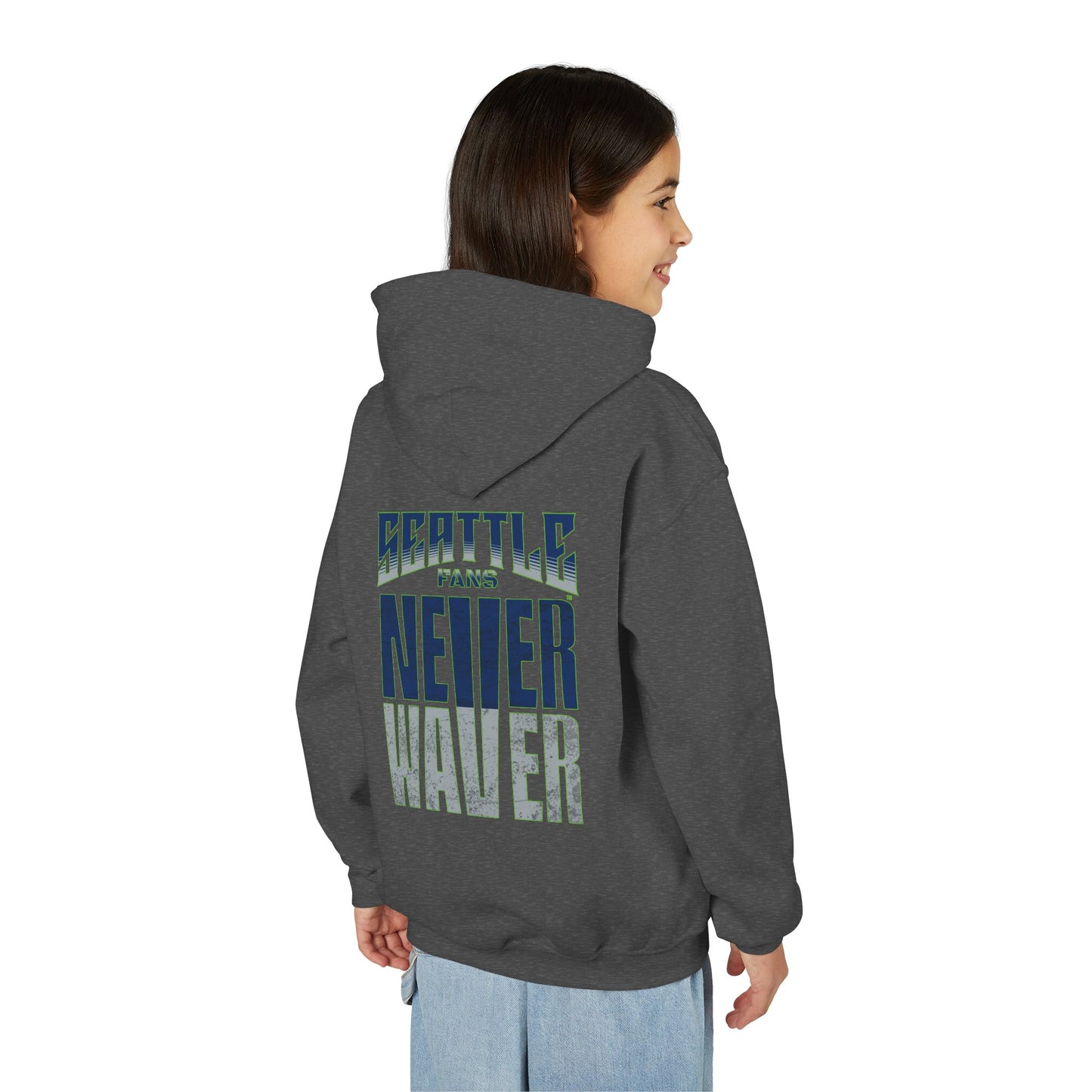 Seattle Fans Never Waver Youth Heavy Blend Hooded Sweatshirt