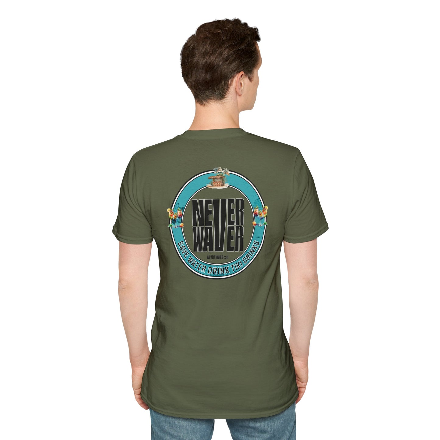 Never Waver Save Water Drink Tiki Drinks Unisex Soft style T-Shirt