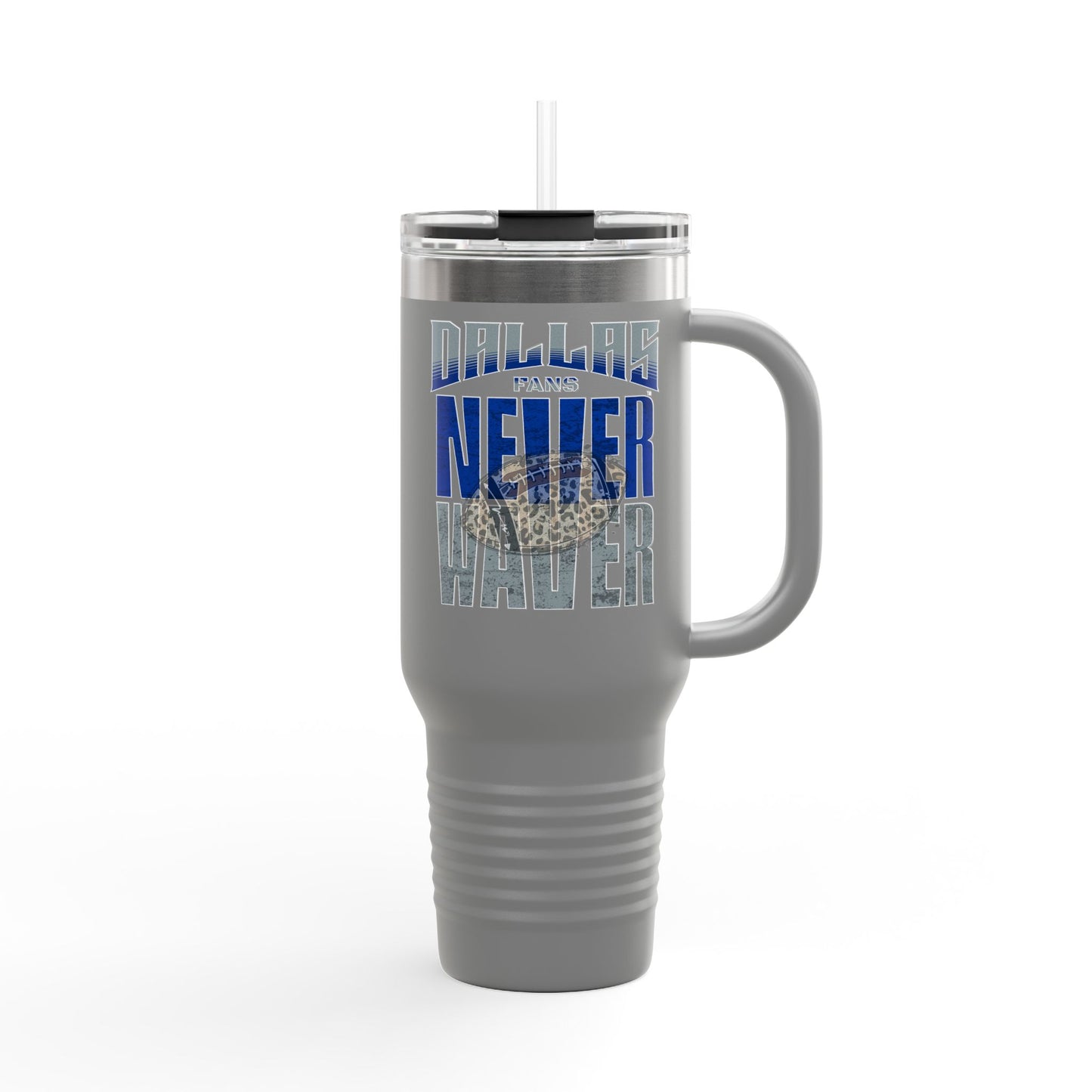 Dallas Fans Never Waver W-Leopard Football Insulated Travel Mug, 40oz