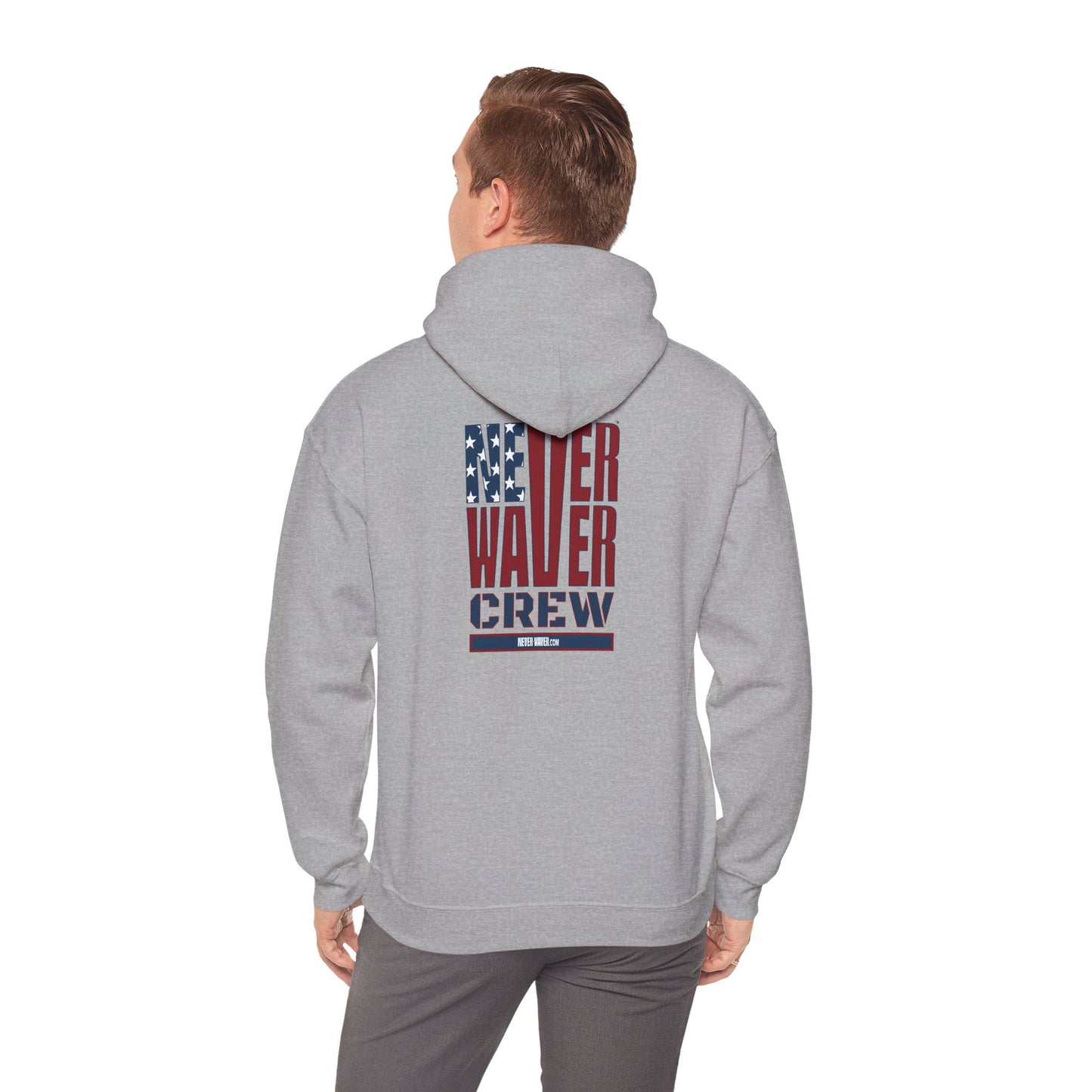 Never Waver Crew with  American Flag Design Unisex Heavy Blend™ Hoodie
