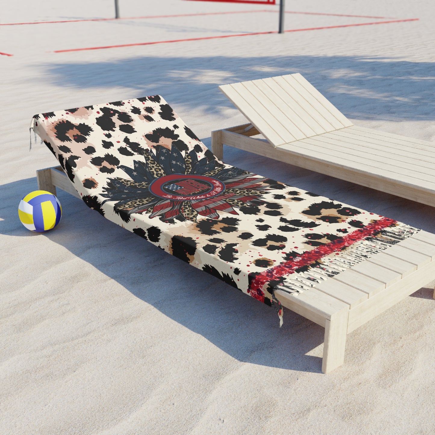 Never Waver Be Be Red White & A Little Bougie Boho Beach Towel with Floral and Animal Print Design
