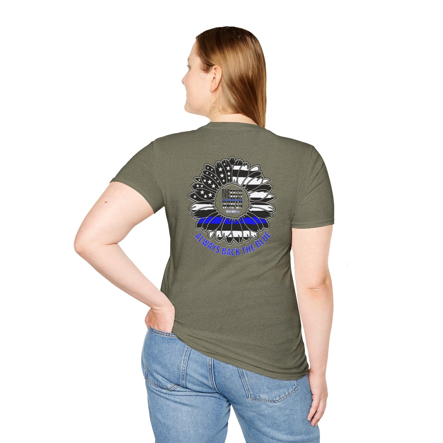 Never Waver Always Back The Blue Unisex Softstyle T-Shirt