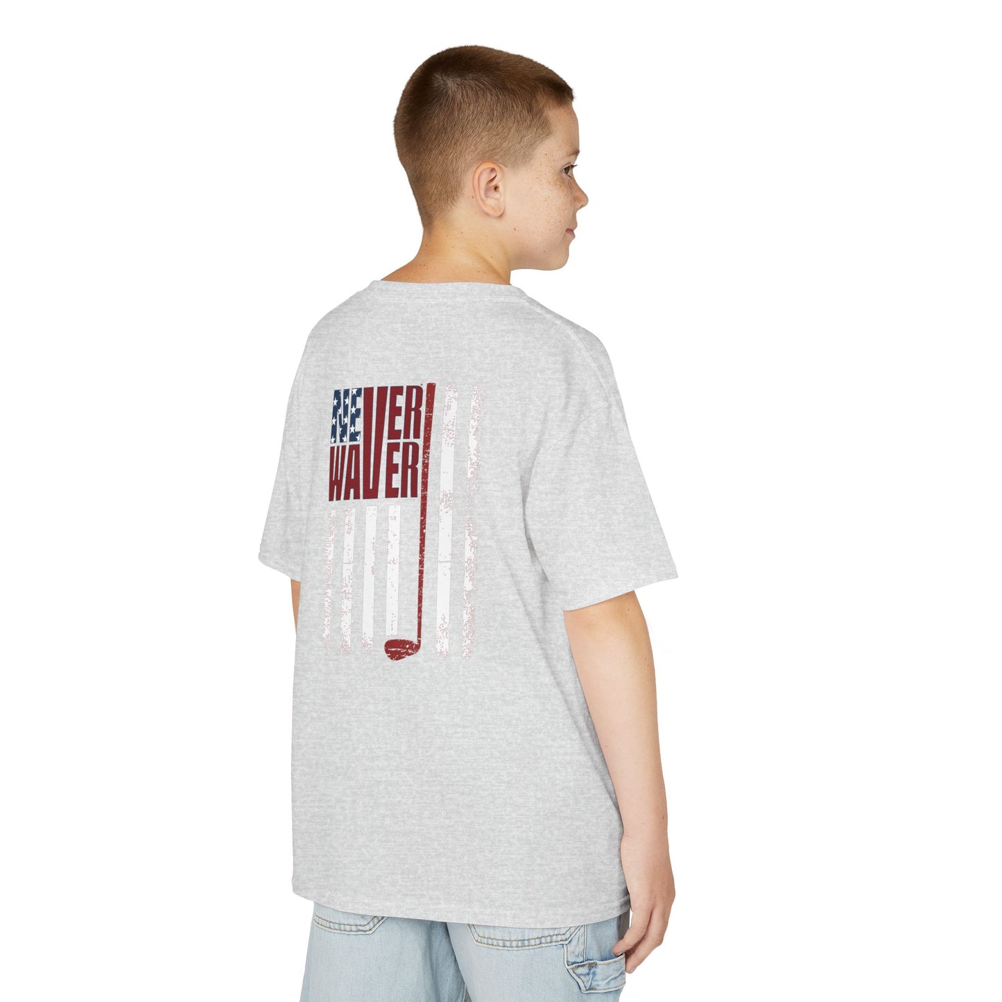Never Waver American Flag with Golf Club Kids Golf Tee