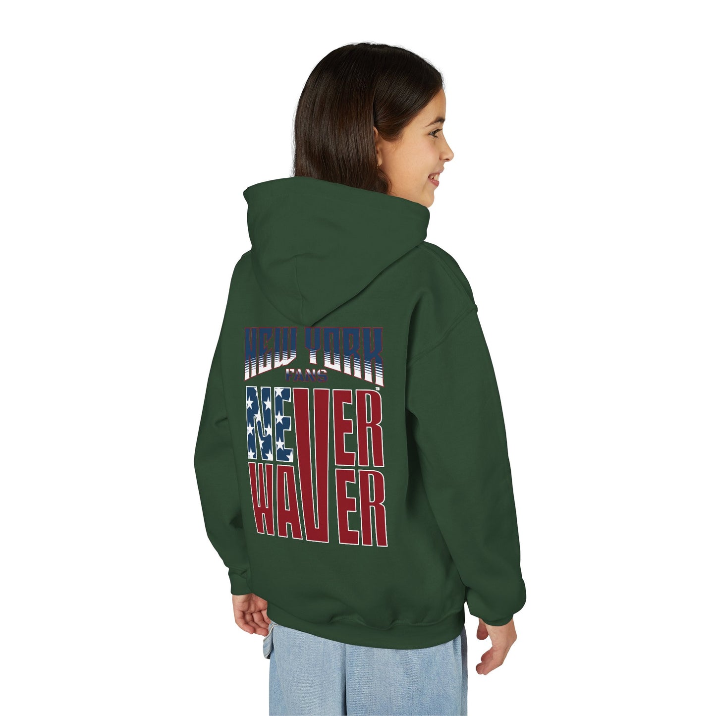 New York Fans Never Waver Youth Heavy Blend Hooded Sweatshirt