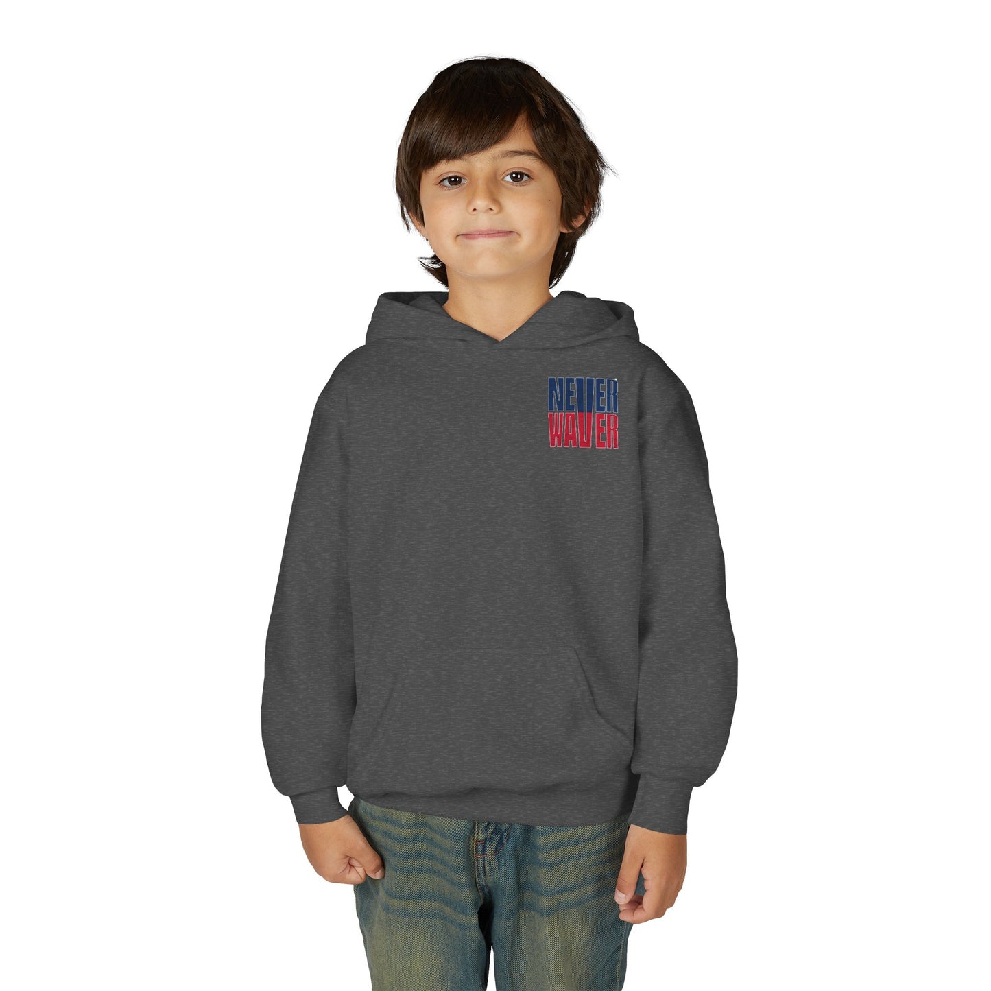 New England Fans Never Waver Youth Heavy Blend Hooded Sweatshirt