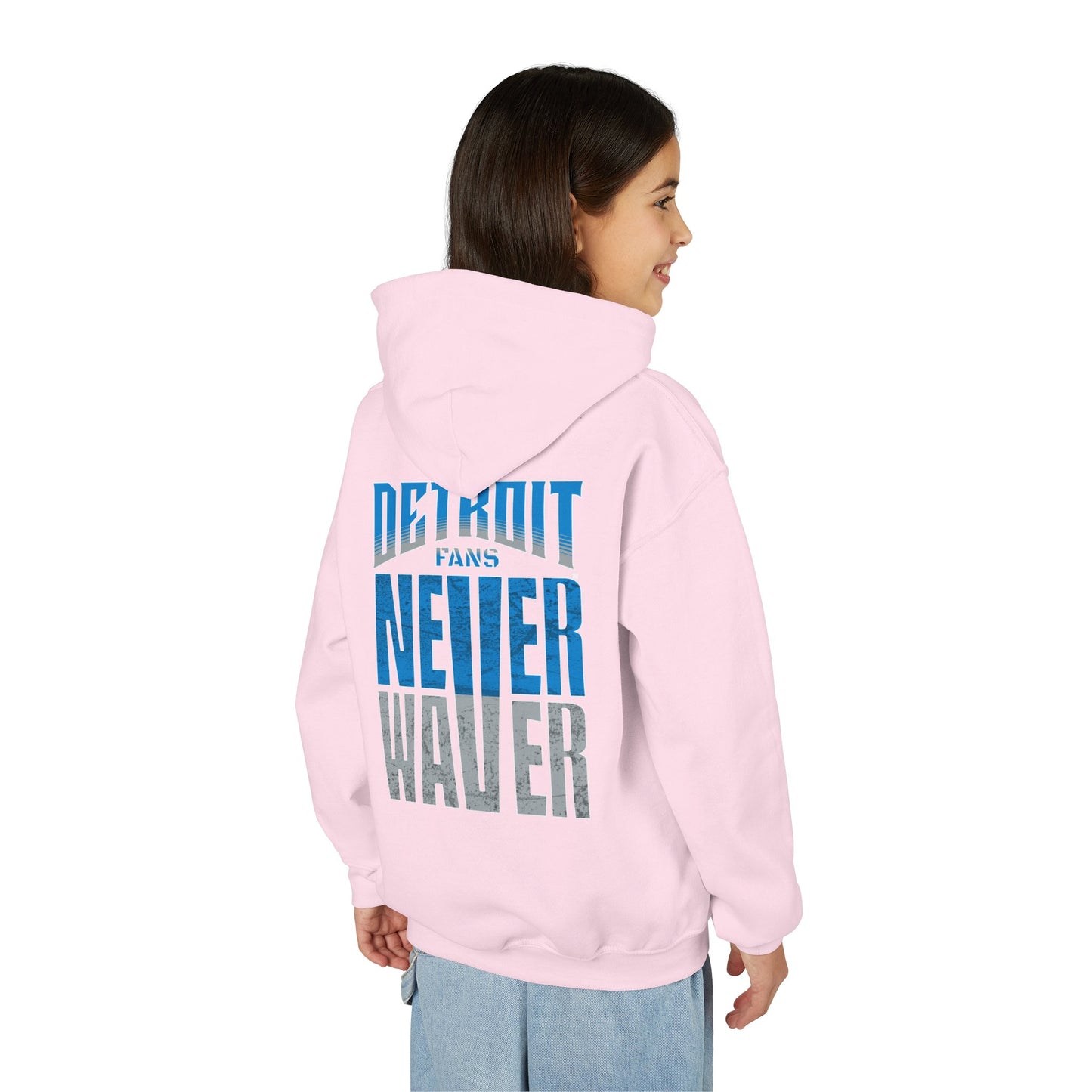 Detroit Fans Never Waver Youth Heavy Blend Hooded Sweatshirt