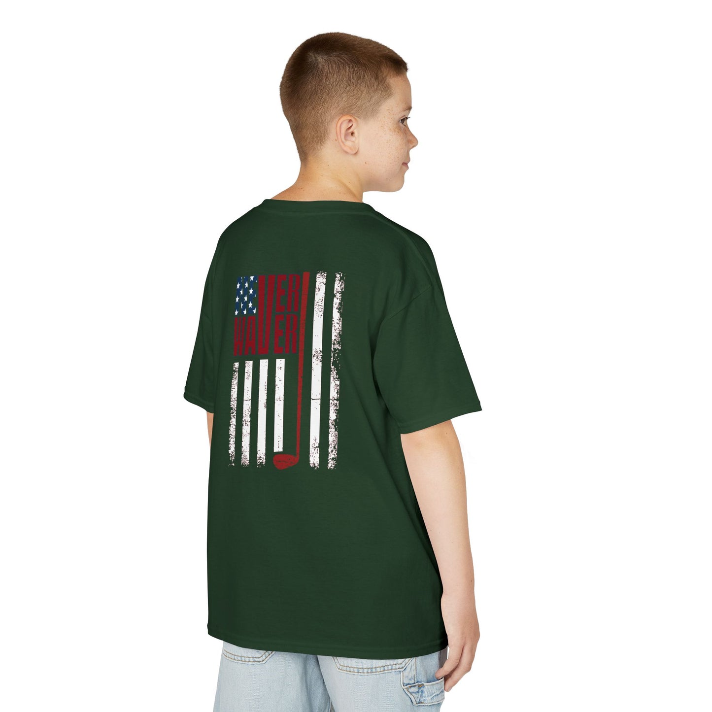 Never Waver American Flag with Golf Club Kids Golf Tee