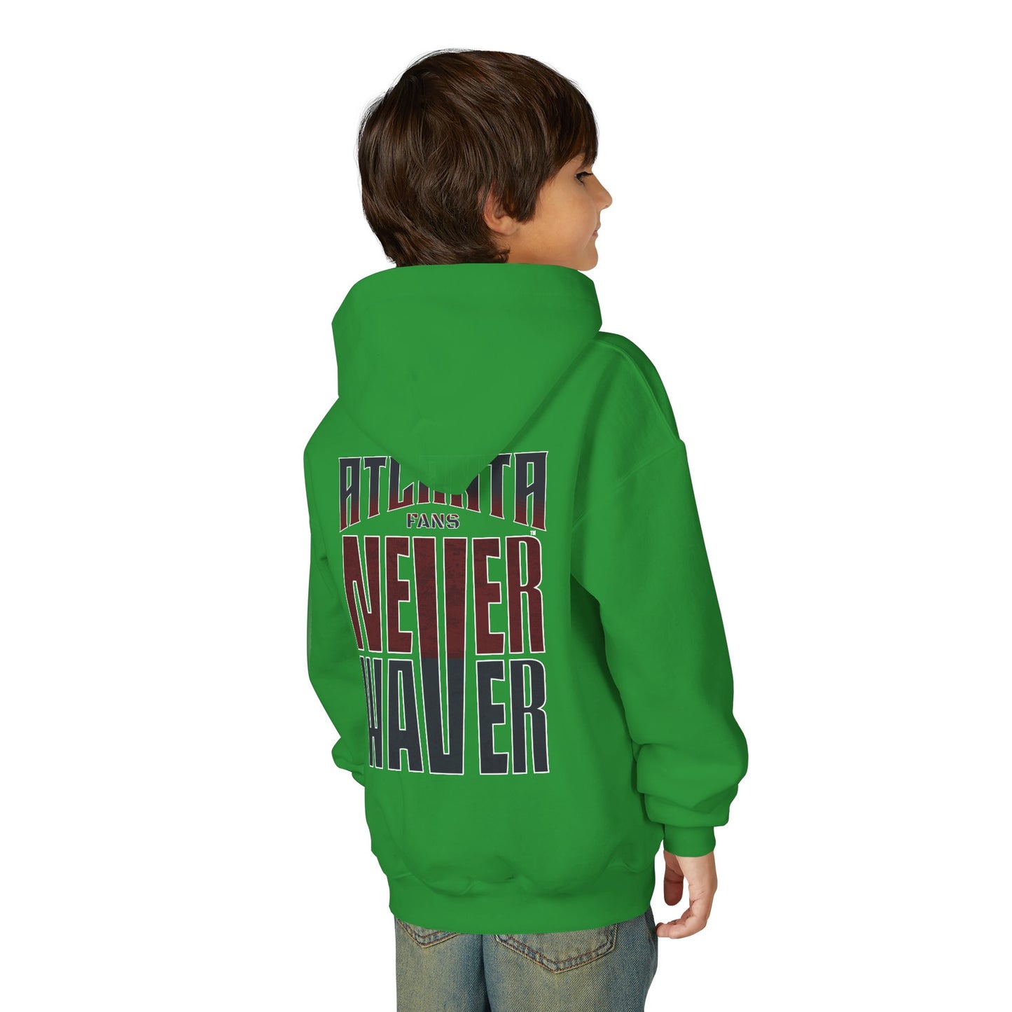 Atlanta Fans Never Waver Youth Heavy Blend Hooded Sweatshirt