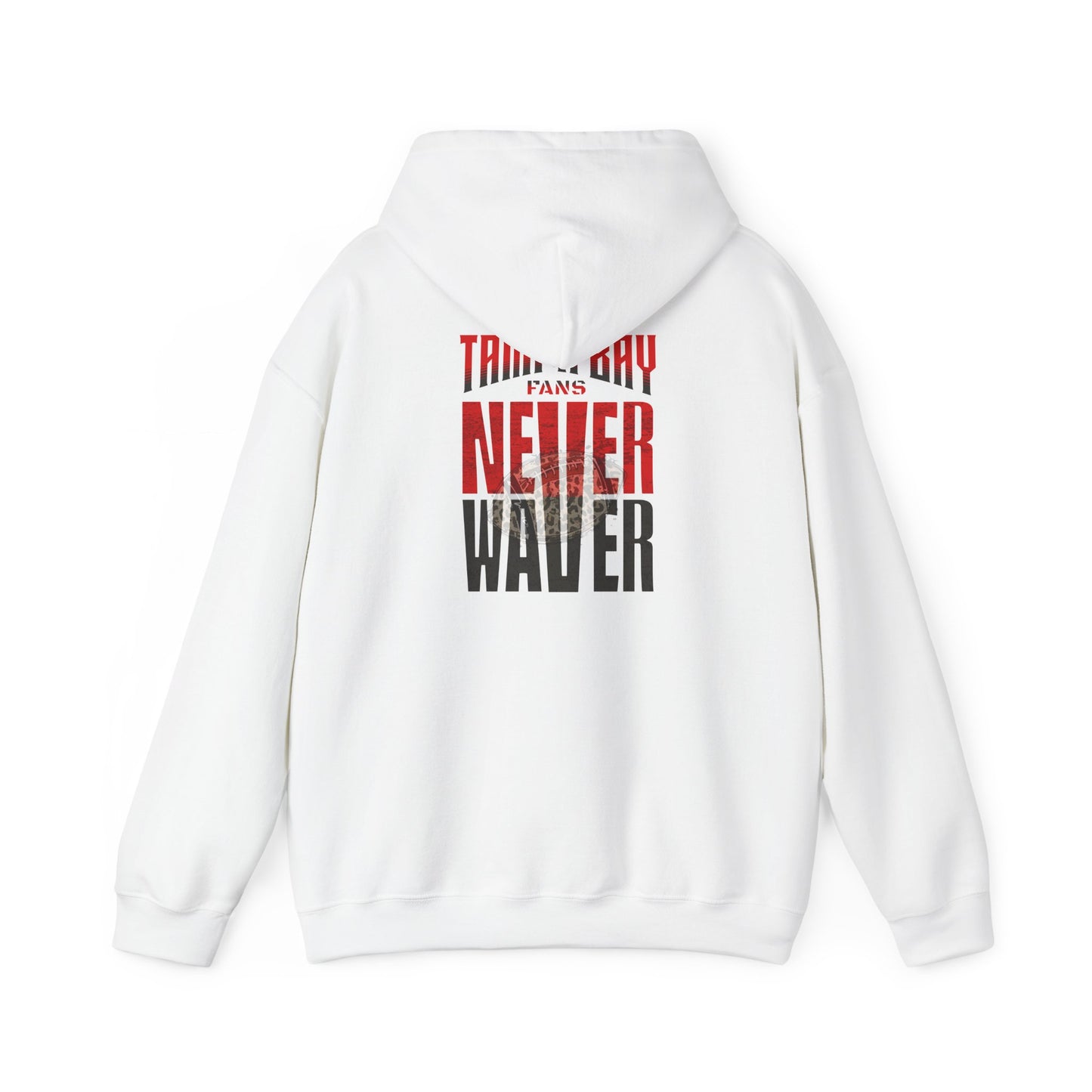 Tampa Bay Fans  Never Waver  w Leopard Football Unisex Heavy Blend™ Hoodie - Perfect for Sports Fans