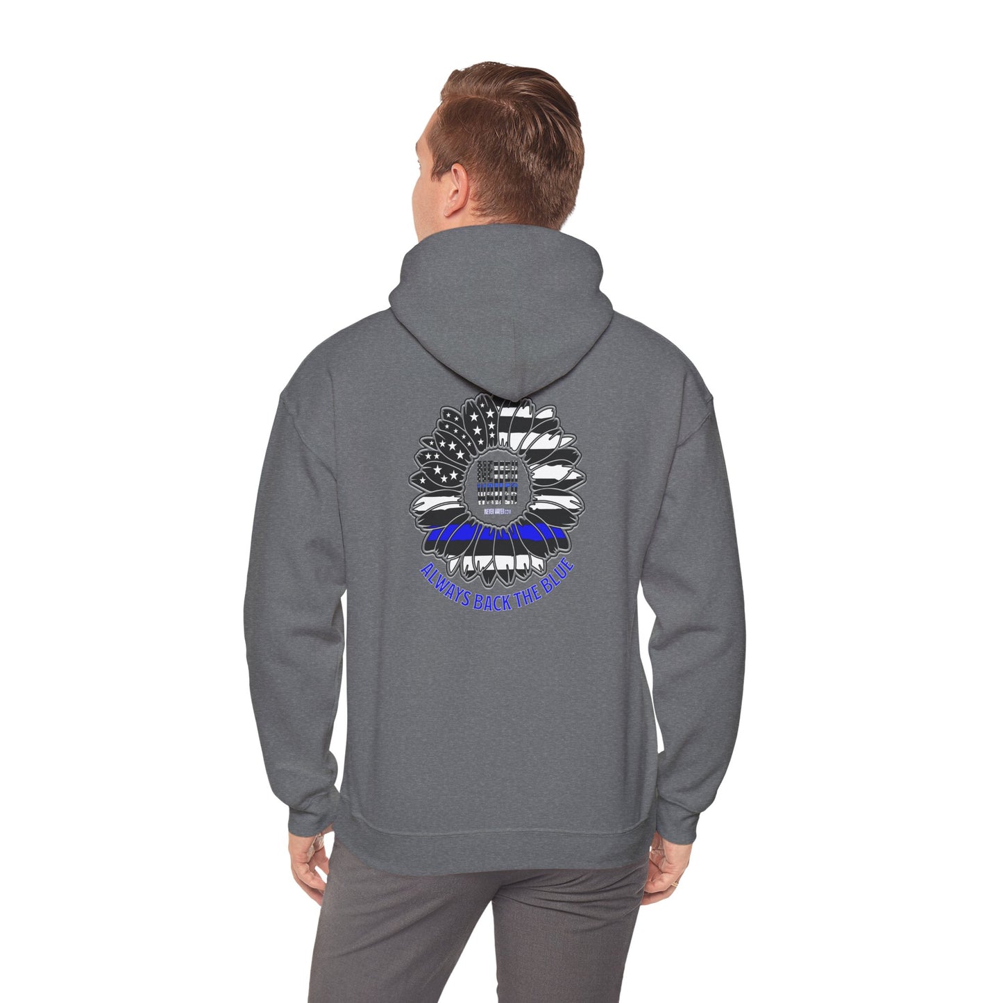 Never Waver Always Back the Blue Hooded Sweatshirt - Unisex Heavy Blend™