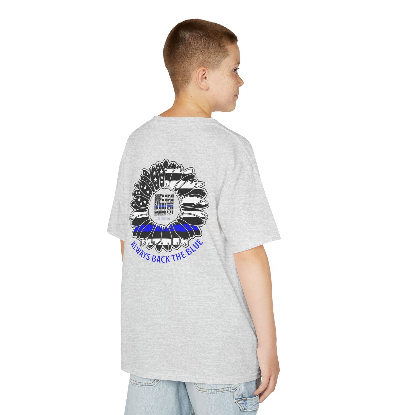Never Waver Always Back The Blue   Kids Heavy Cotton™ Tee