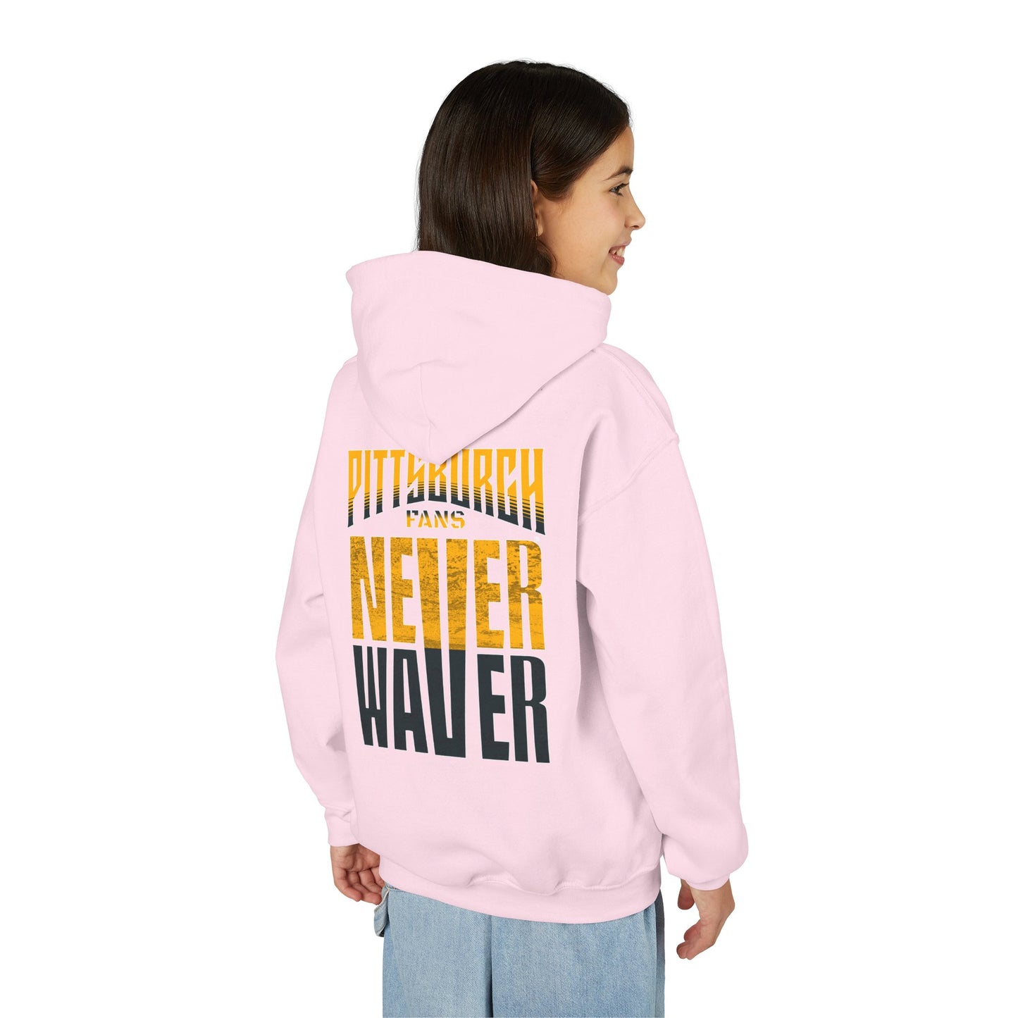 Pittsburgh Fans Never Waver Youth Heavy Blend Hooded Sweatshirt