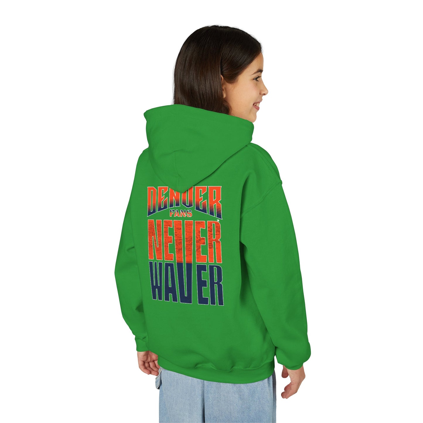 Denver Fans Never Waver Youth Heavy Blend Hoodie Sweatshirt