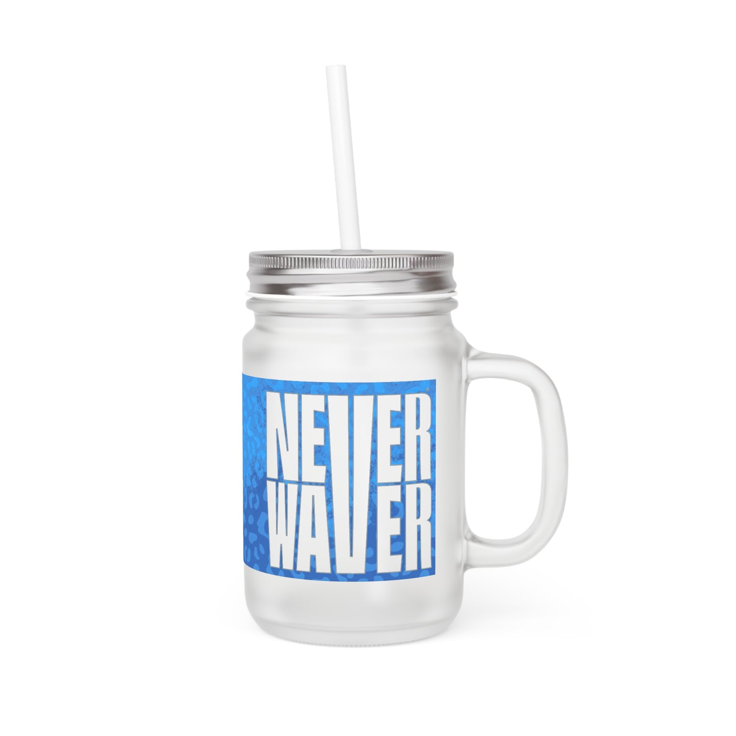 Motivational Mason Jar with Straw - "Never Waver" Design - Perfect for Home & Office