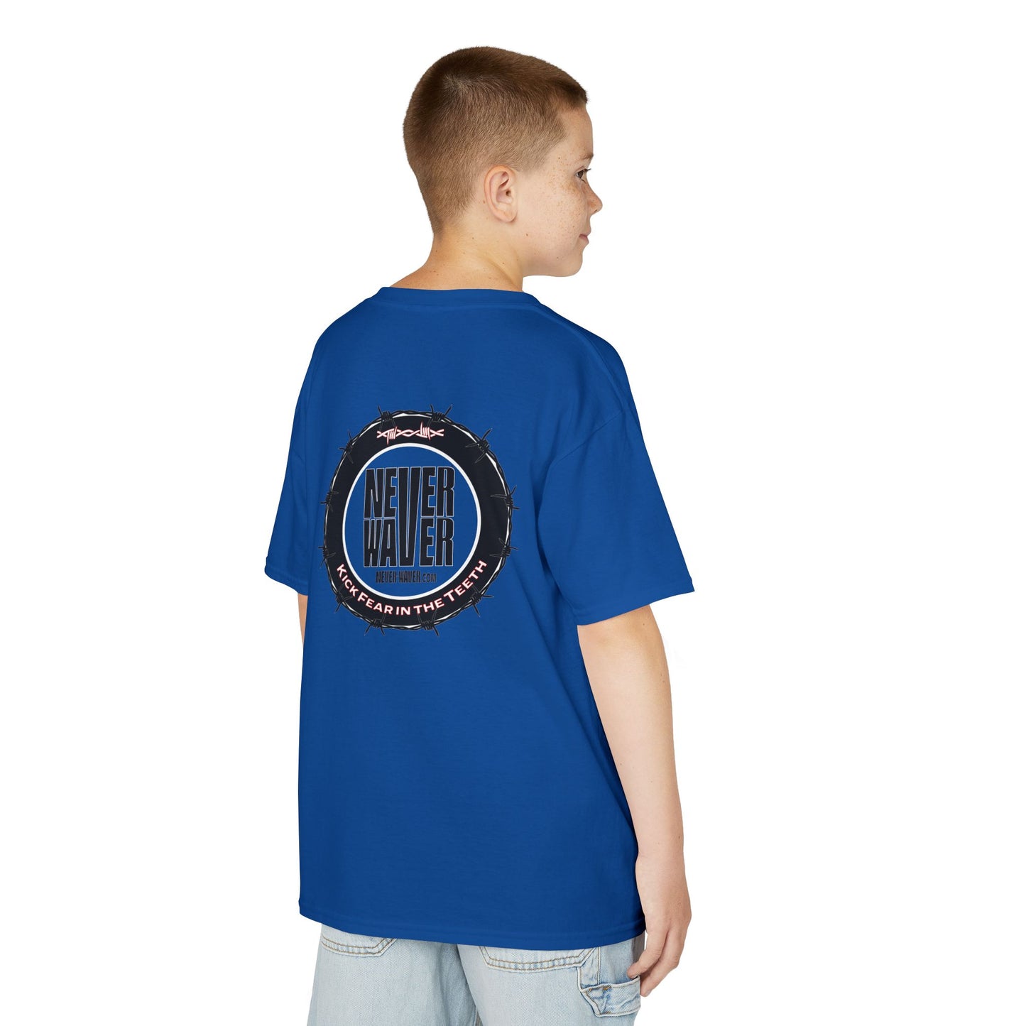 NEVER WAVER KICK FEAR IN THE TEETH Kids Heavy Cotton™ Tee
