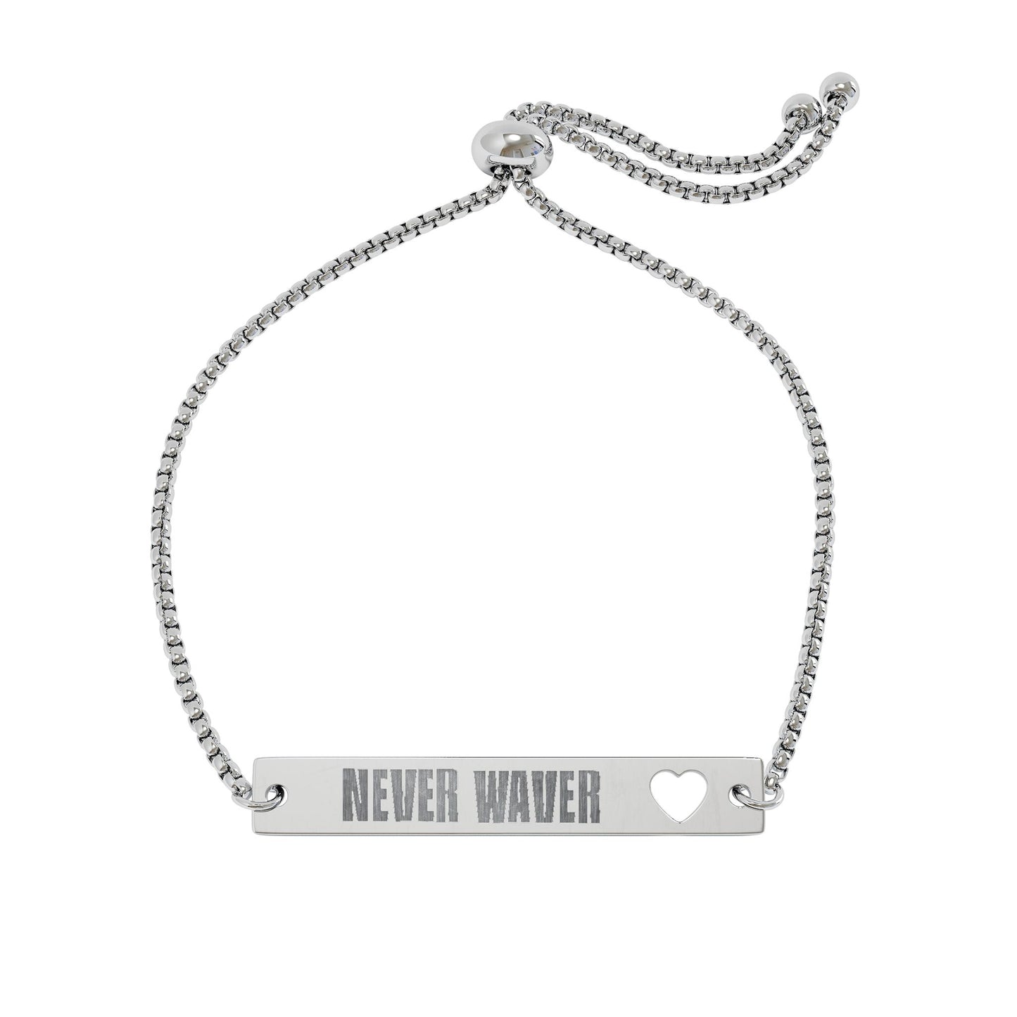 Never Waver Engravable Heart Bar Bracelet — Adjustable Personalized Name Bracelet