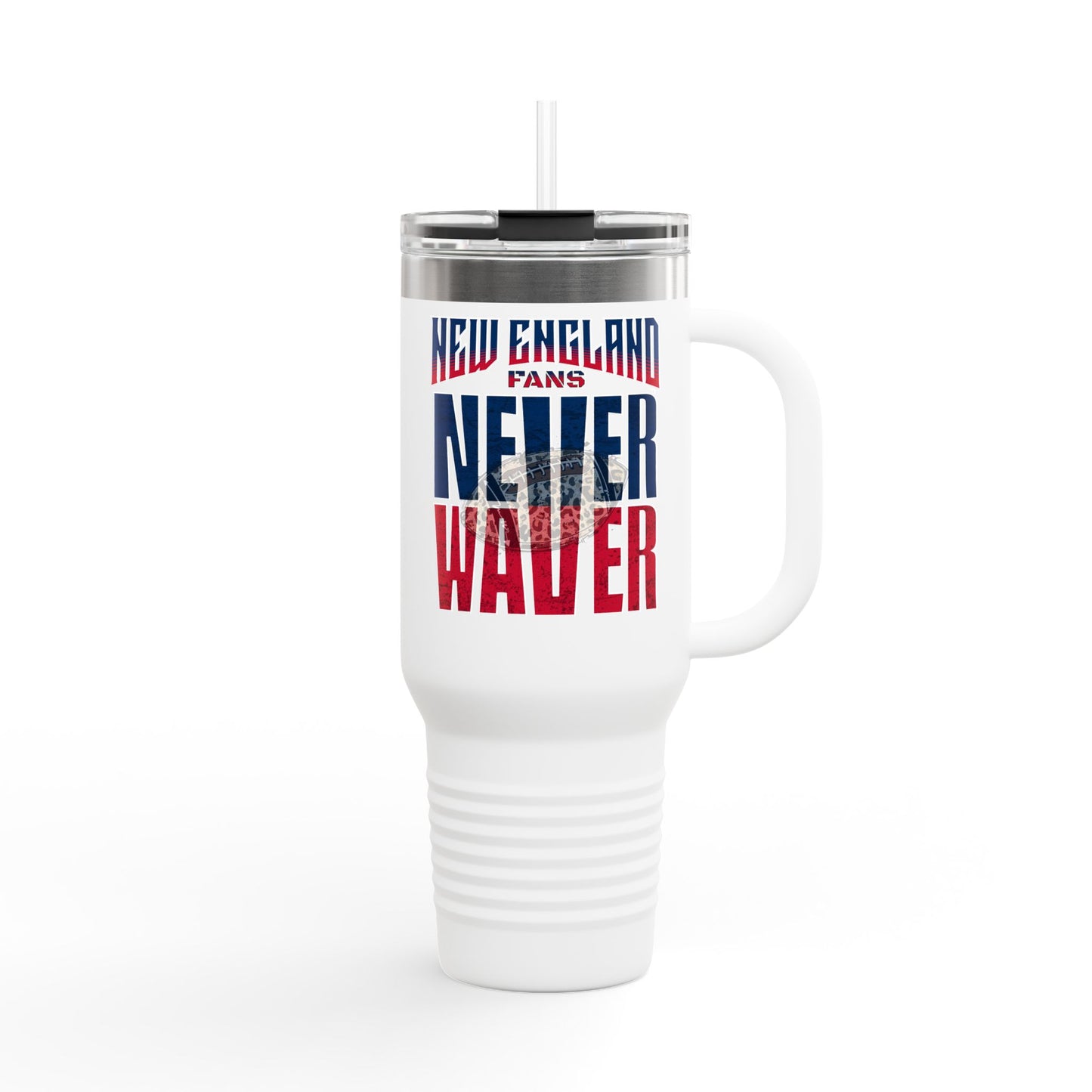 New England Fans Never Waver W-Leopard Football Insulated Travel Mug, 40oz