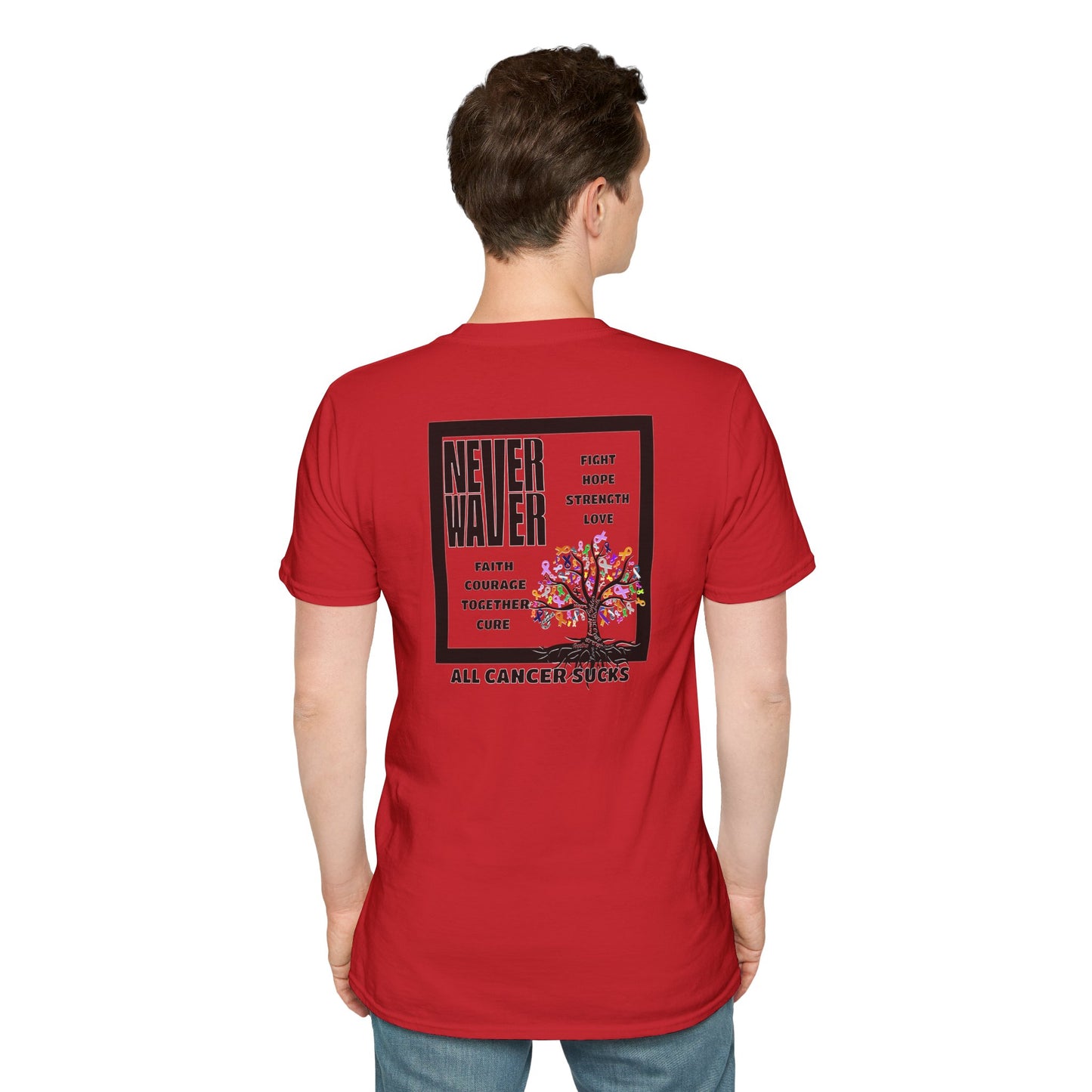 Cancer Awareness Tree Unisex T-Shirt Never Waver Tree of Cancer Ribbons ALL CANCERS SUCK!