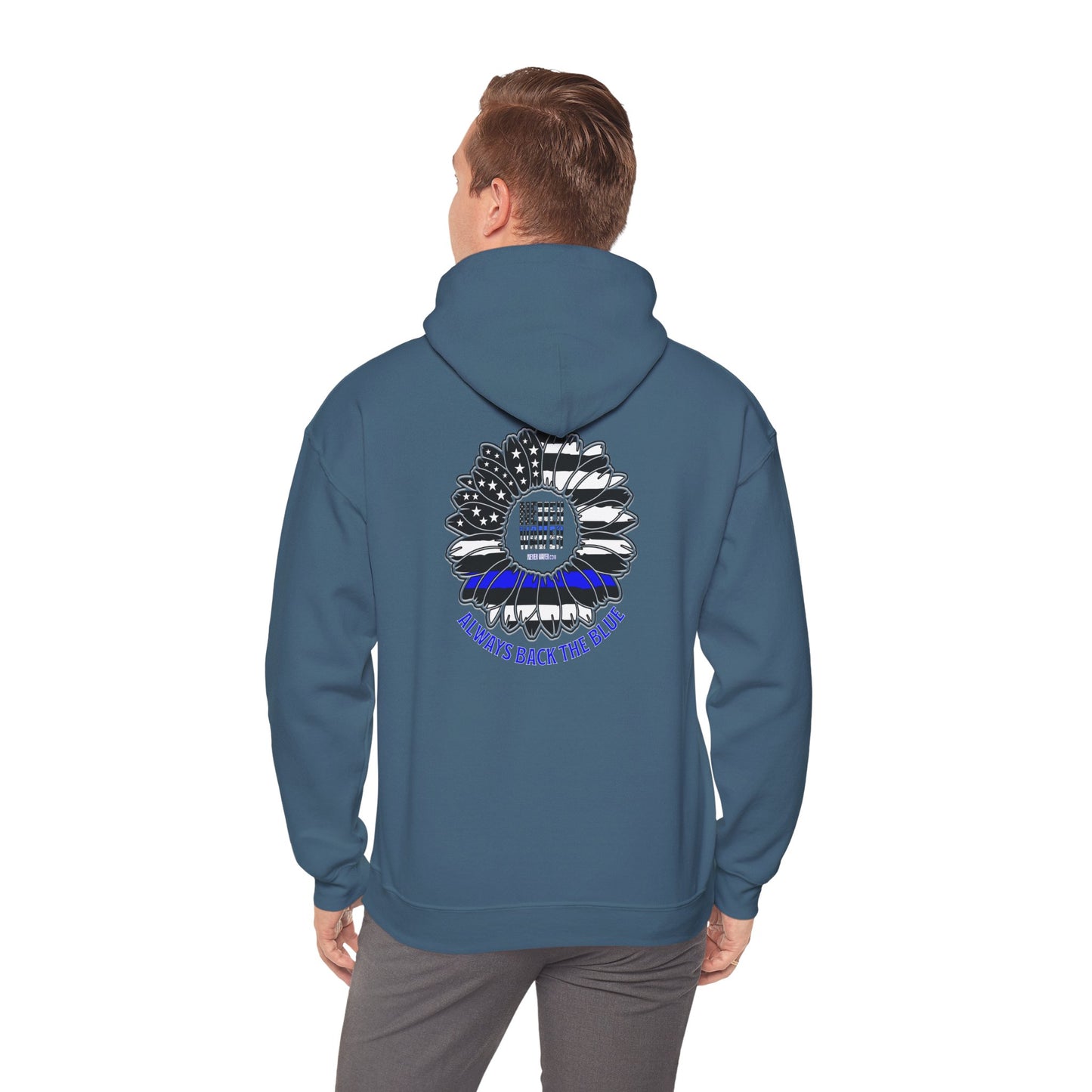 Never Waver Always Back the Blue Hooded Sweatshirt - Unisex Heavy Blend™