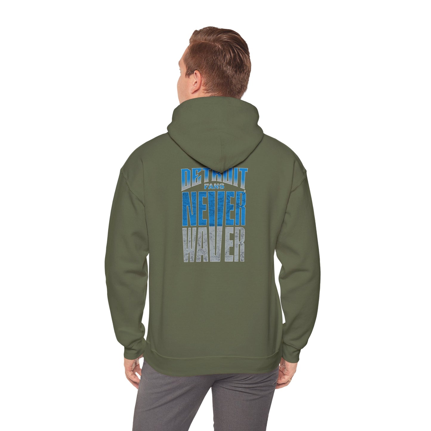 'Never Waver Detroit Fans' Inspirational Hoodie for Fans Unisex Heavy Blend™ Hooded Sweatshirt