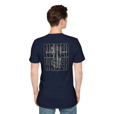 Never Waver” Jesus a bold, eye-catching design that reflects a steadfast faith and confidence in Christ. Unisex Soft style T-Shirt