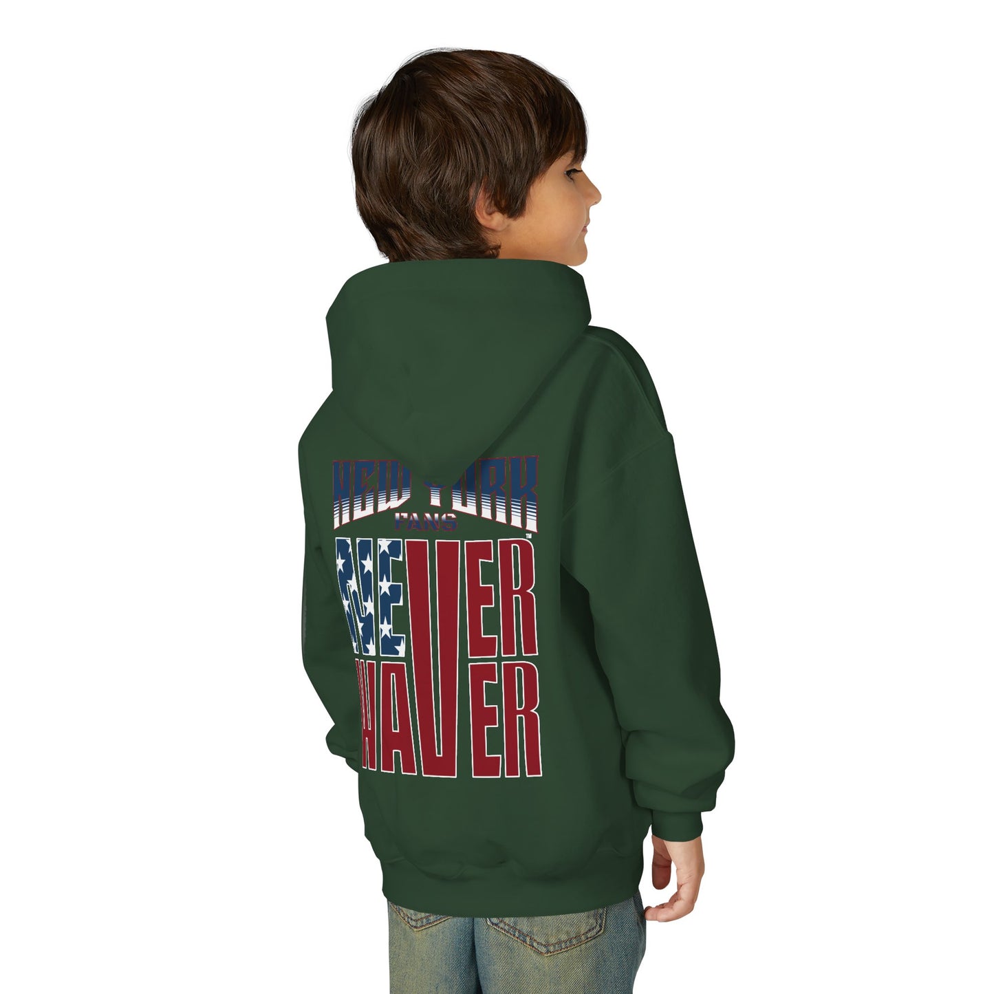 New York Fans Never Waver Youth Heavy Blend Hooded Sweatshirt