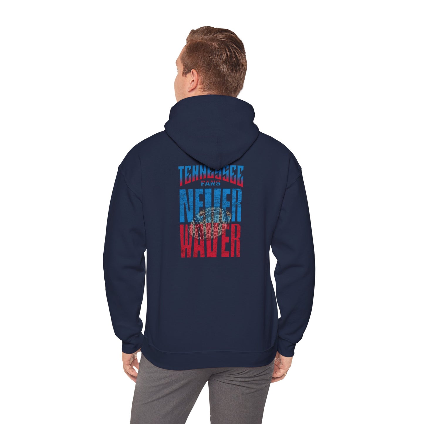 'Tennessee Fans Never Waver W Leopard Football' Casual Comfort for Team Fans Unisex Heavy Blend™ Hooded Sweatshirt