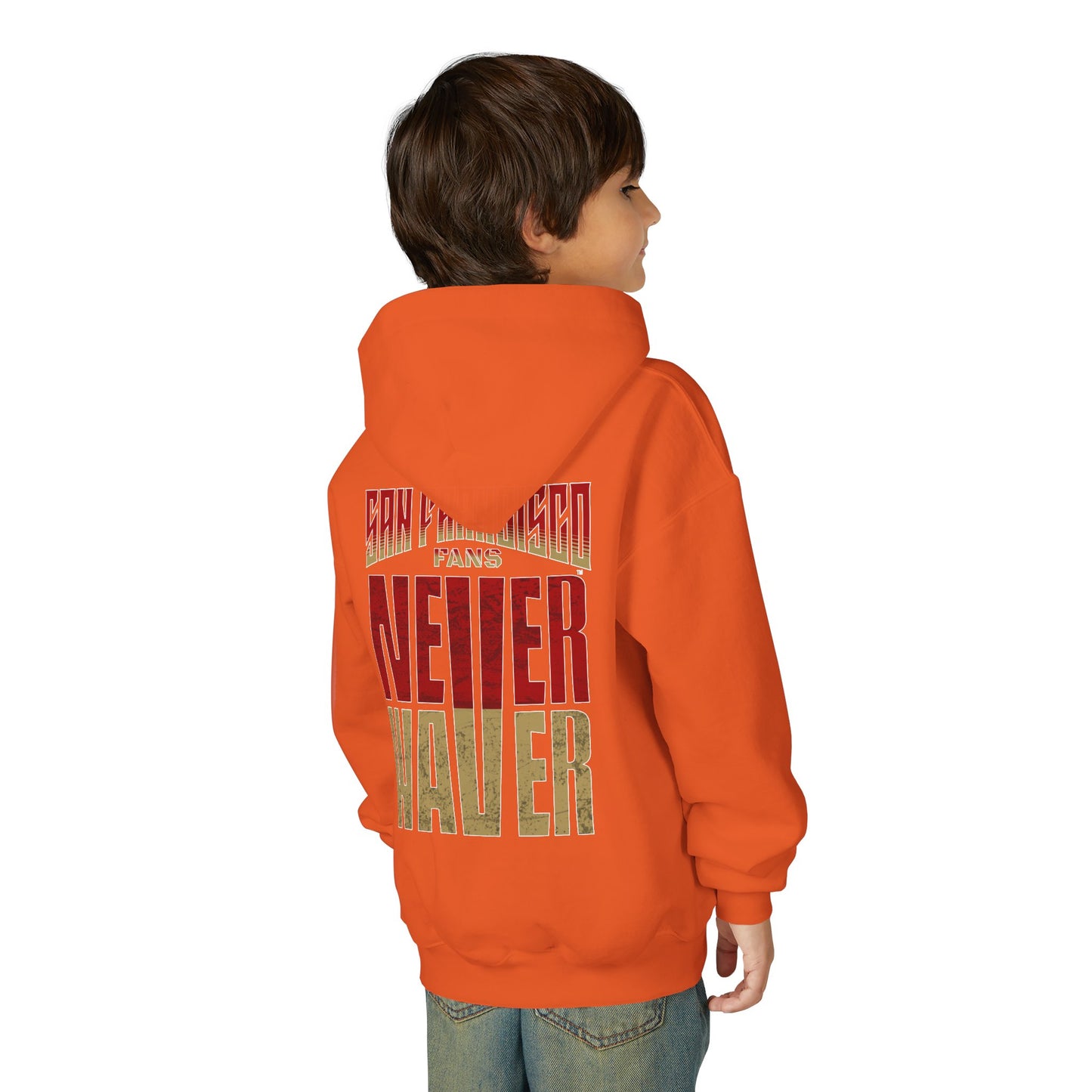 San Francisco Fans Never Waver Youth Heavy Blend Hooded Sweatshirt