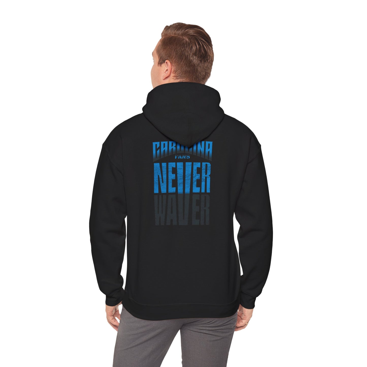Carolina Fans Never Waver Hooded Sweatshirt | Unisex Heavy Blend™ | Casual Comfort for Fans